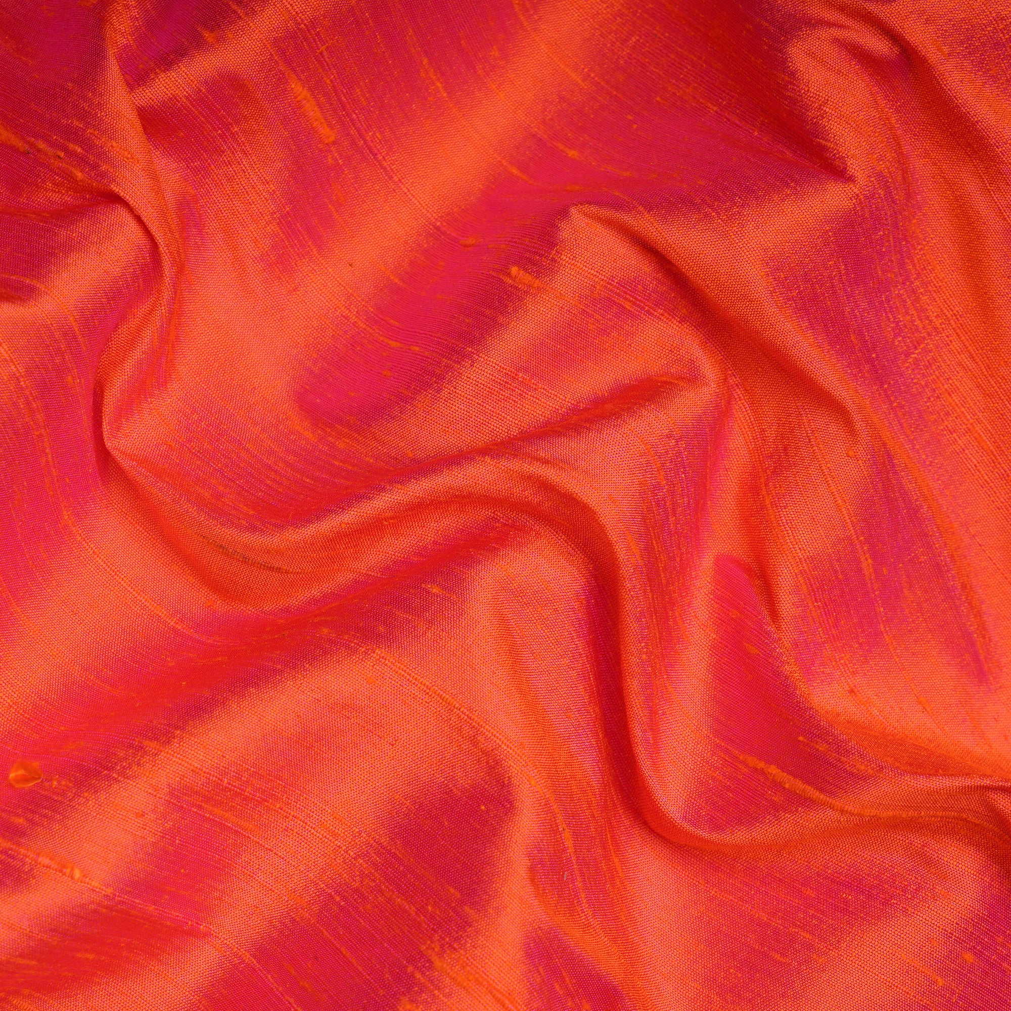 Vermillion Orange Handwoven Heavy Dupion (Raw) Silk Fabric