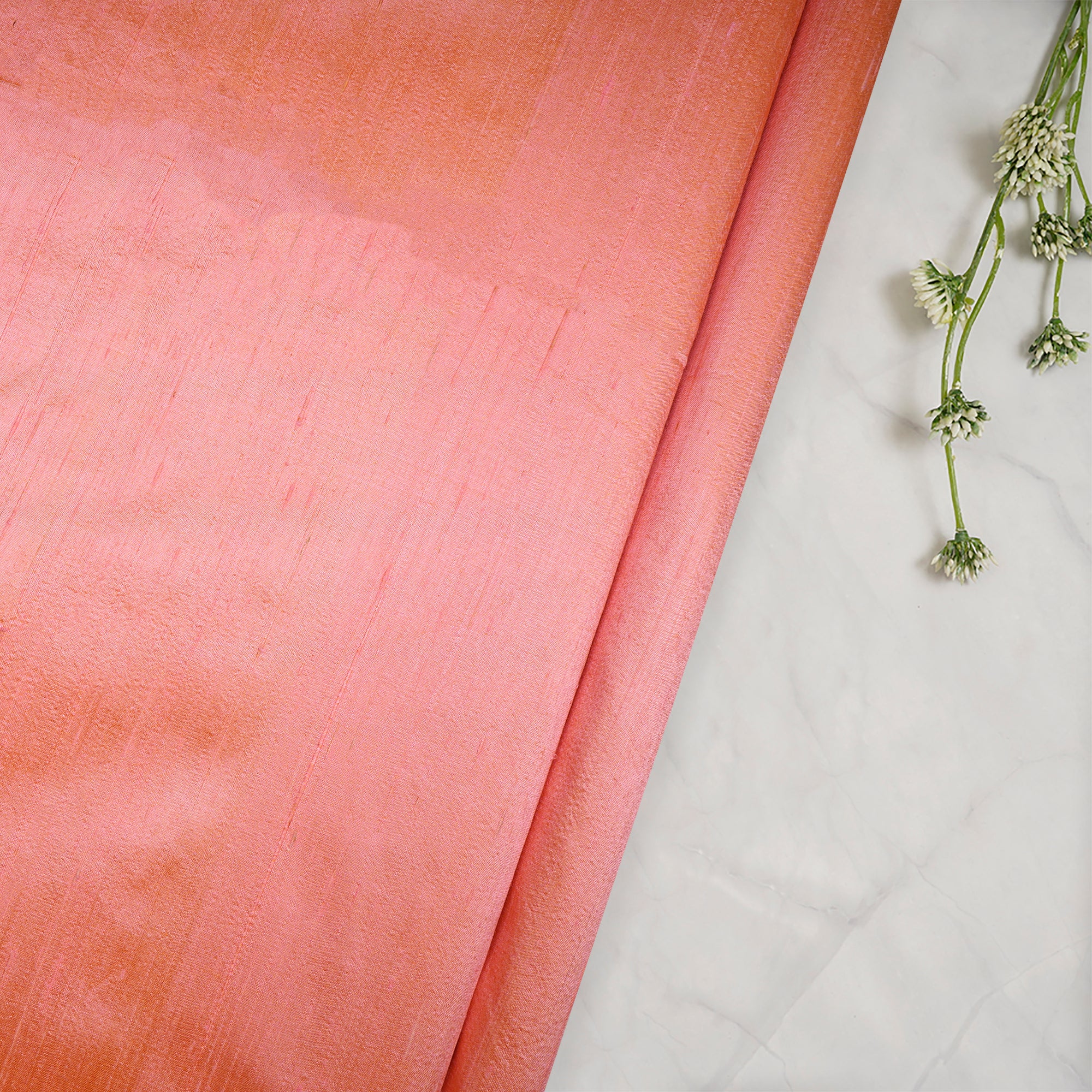 Peach Pearl Handwoven Heavy Dupion (Raw) Silk Fabric