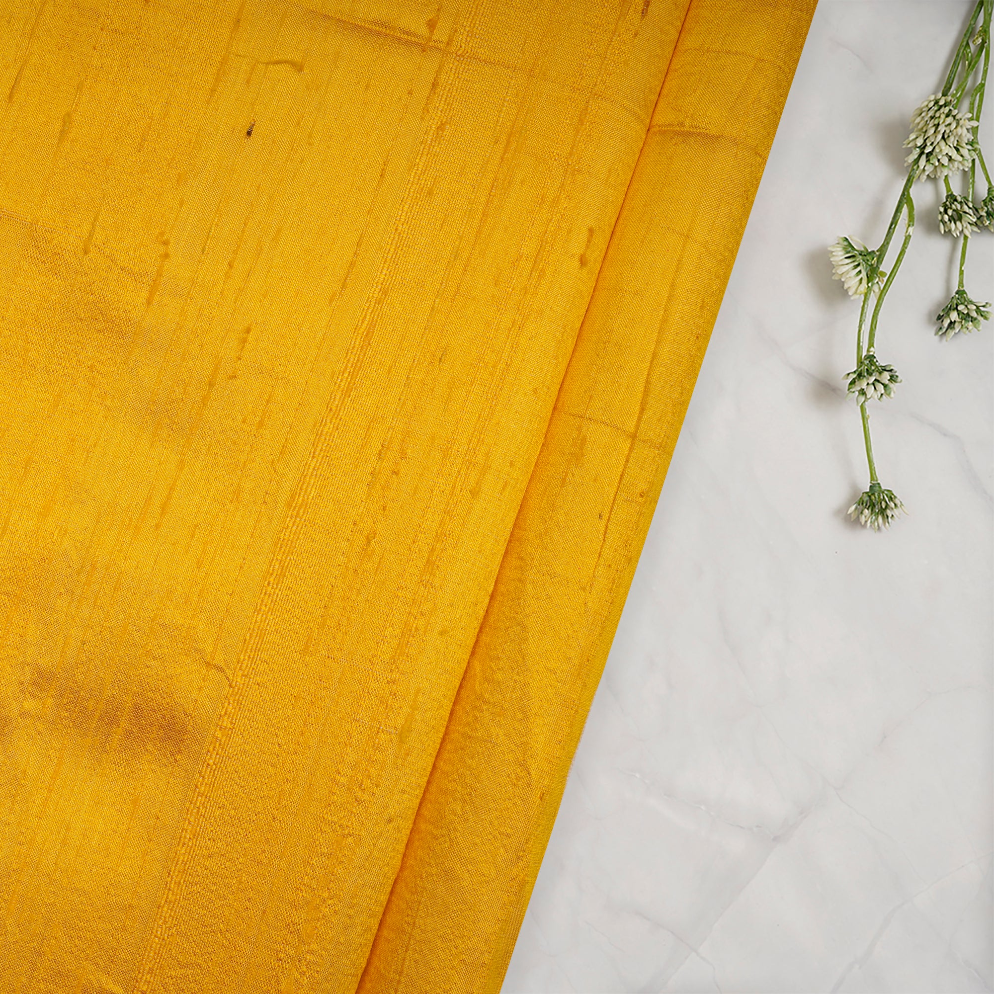 Yellow Handwoven Heavy Dupion (Raw) Silk Fabric