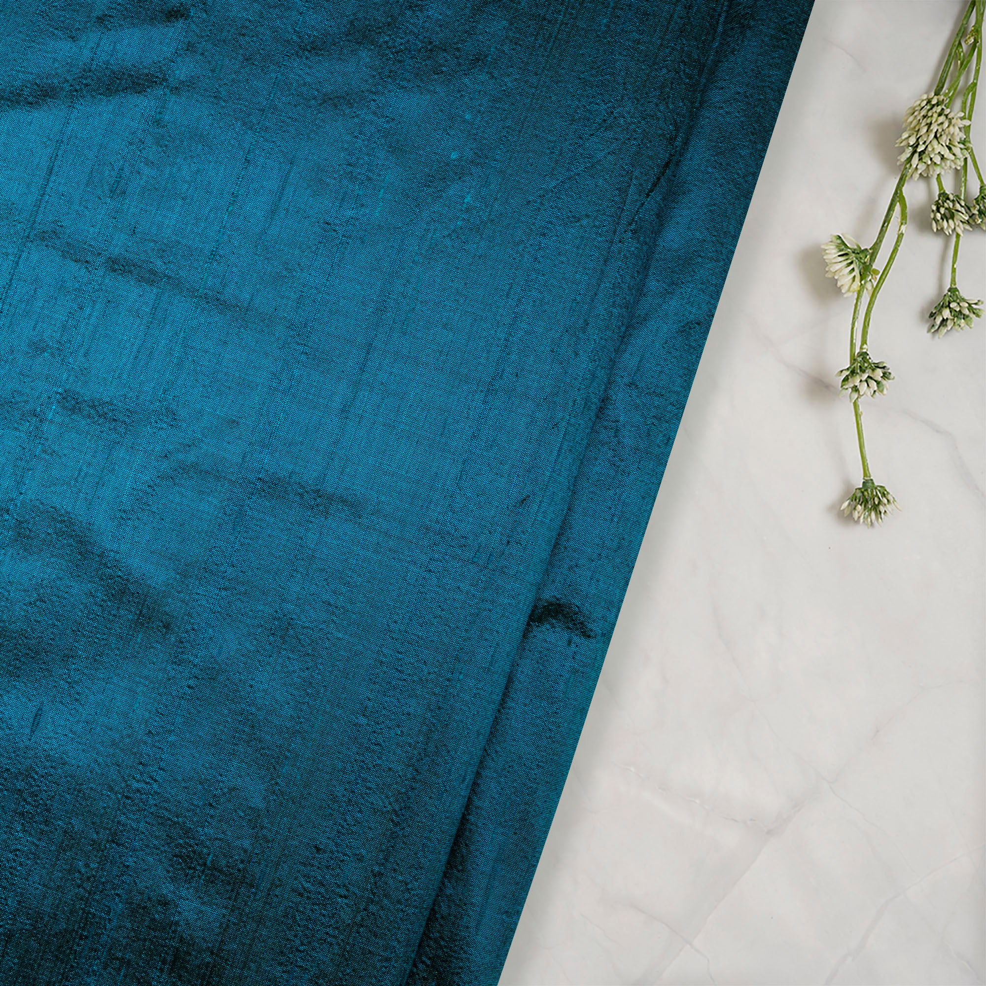 Blue Color Dupion Silk Fabric