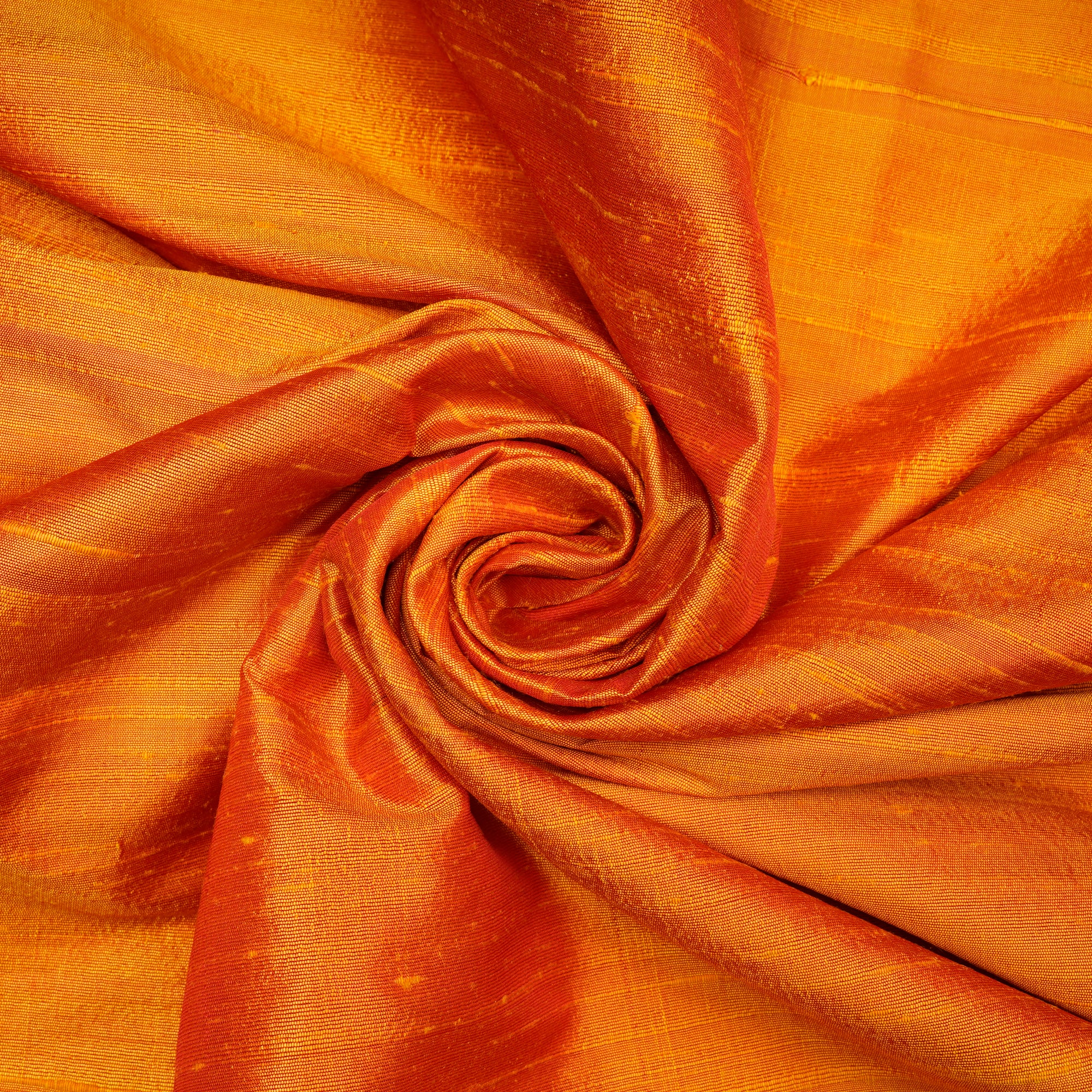 Orange Color Blended Dupion Silk Fabric