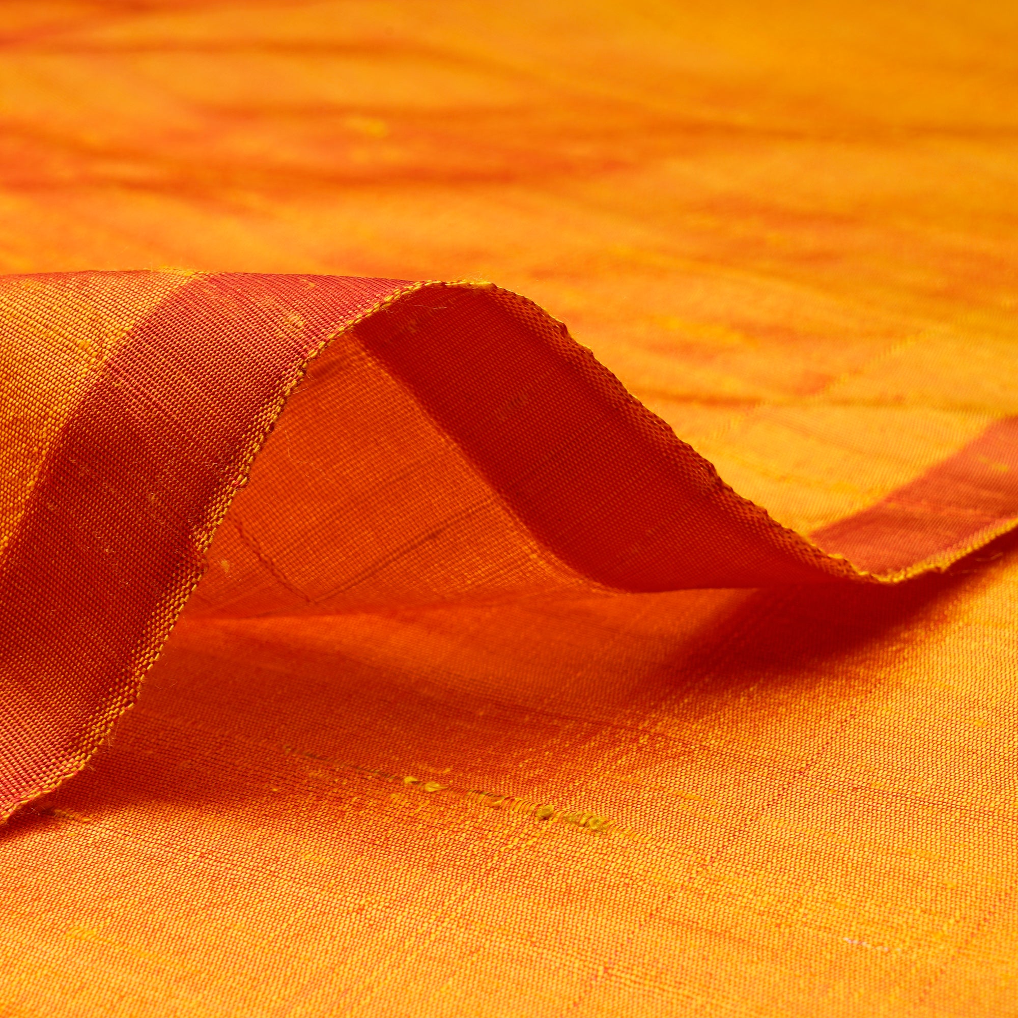 Orange Color Blended Dupion Silk Fabric