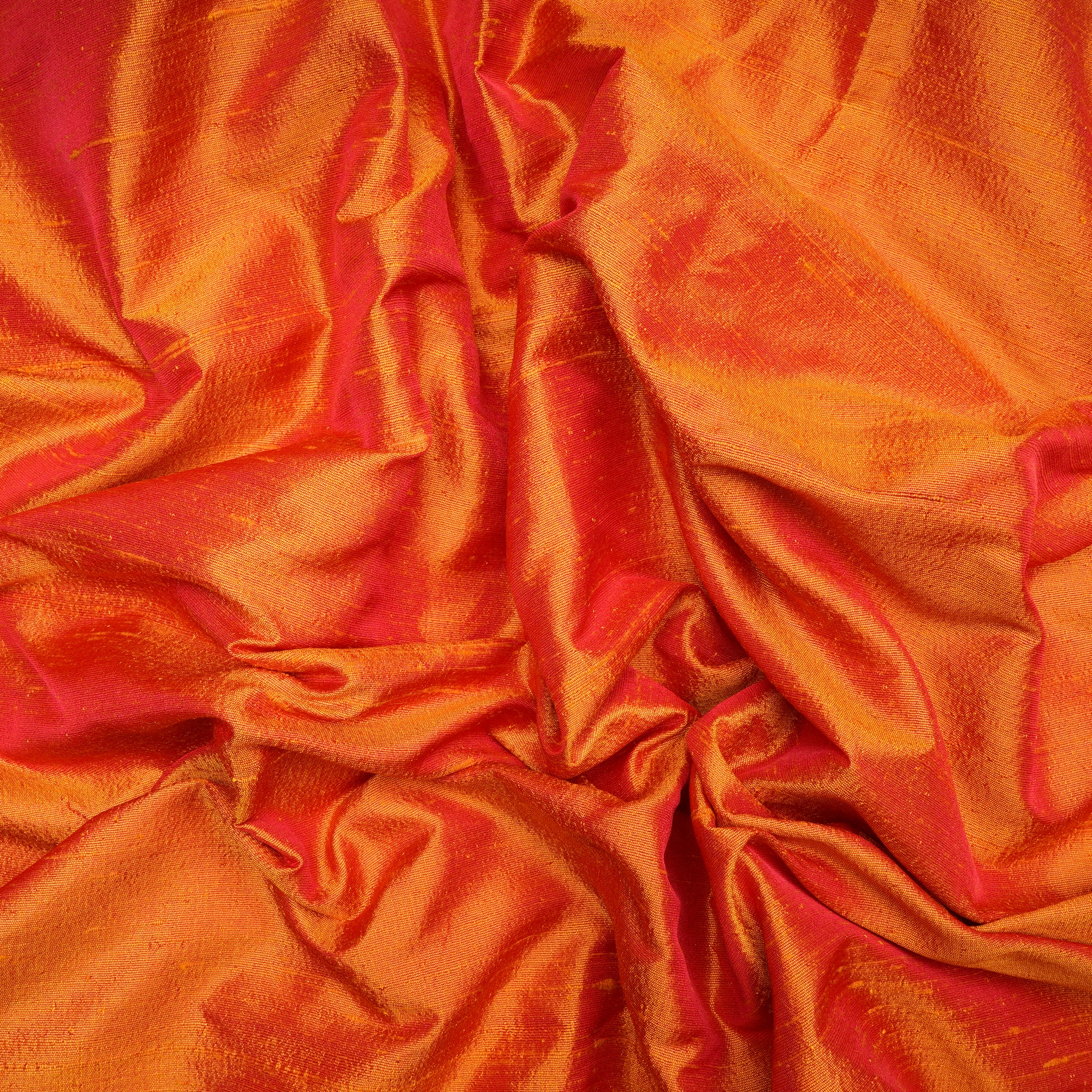 Orange-Mustard Color Blended Dupion Silk Fabric