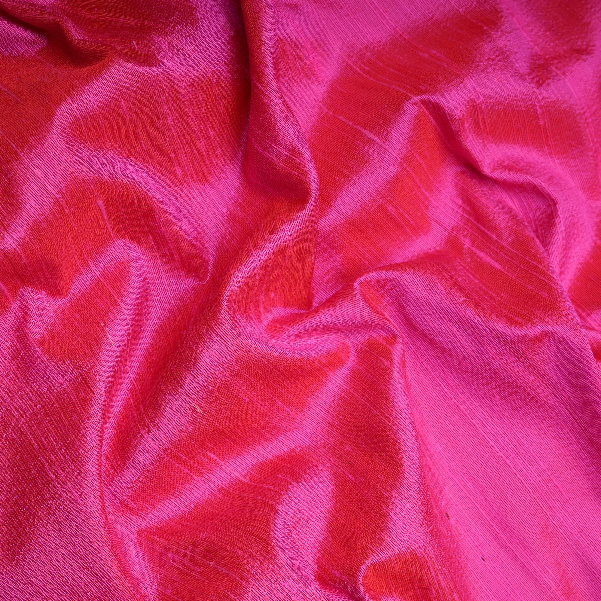 Pink Yarn Dyed Plain Blended Raw Silk Fabric