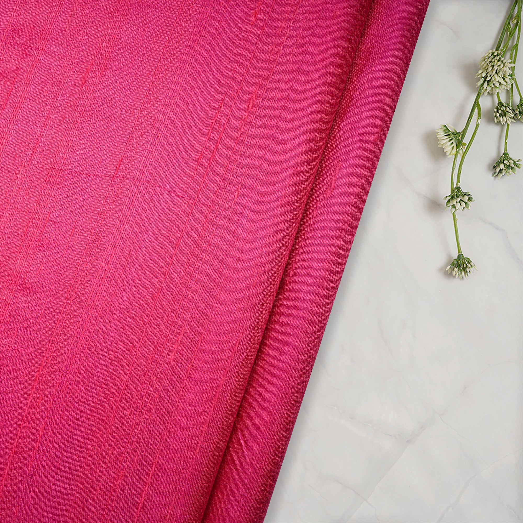 Hot Pink Color Blended Dupion Silk Fabric