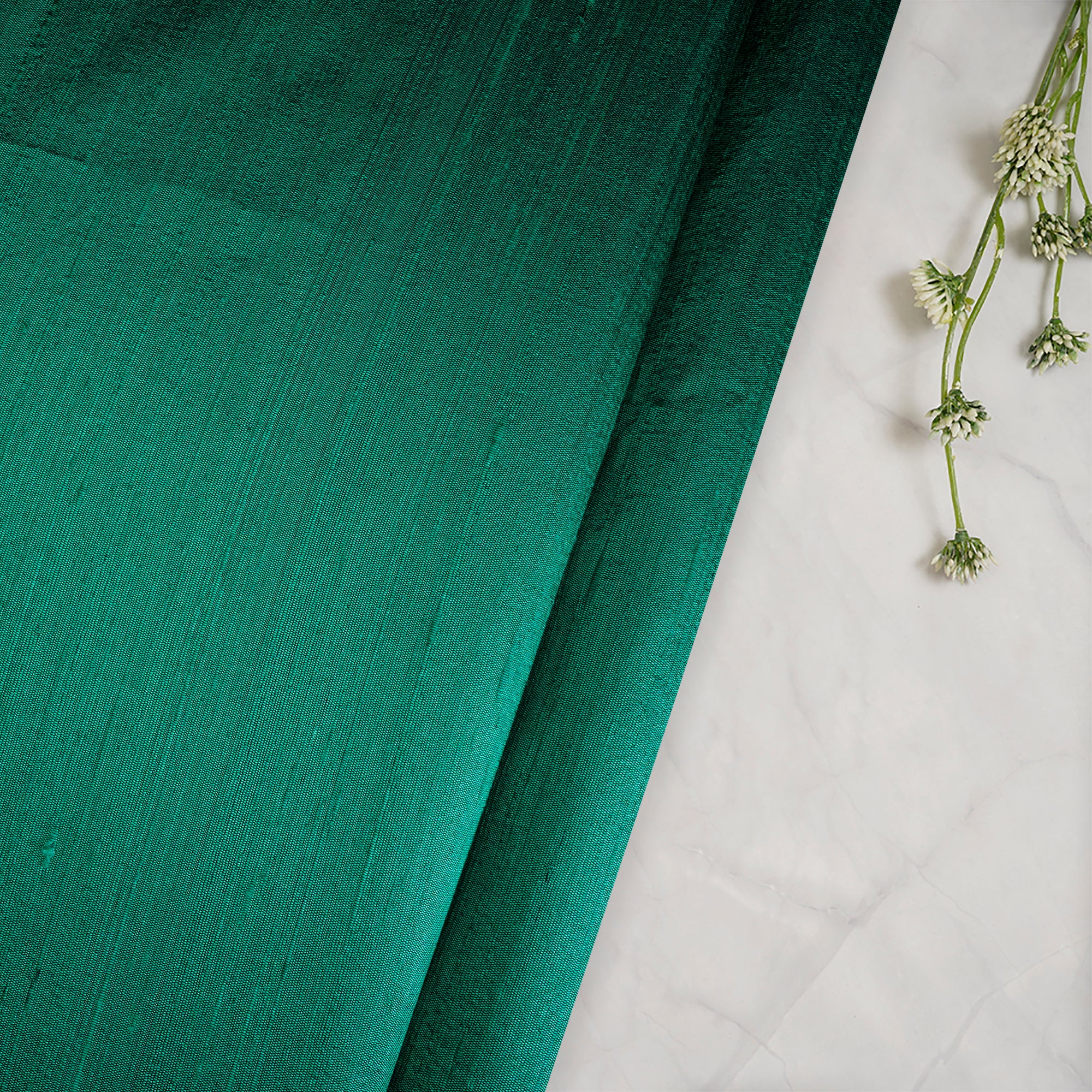 Green Color Blended Dupion Silk Fabric