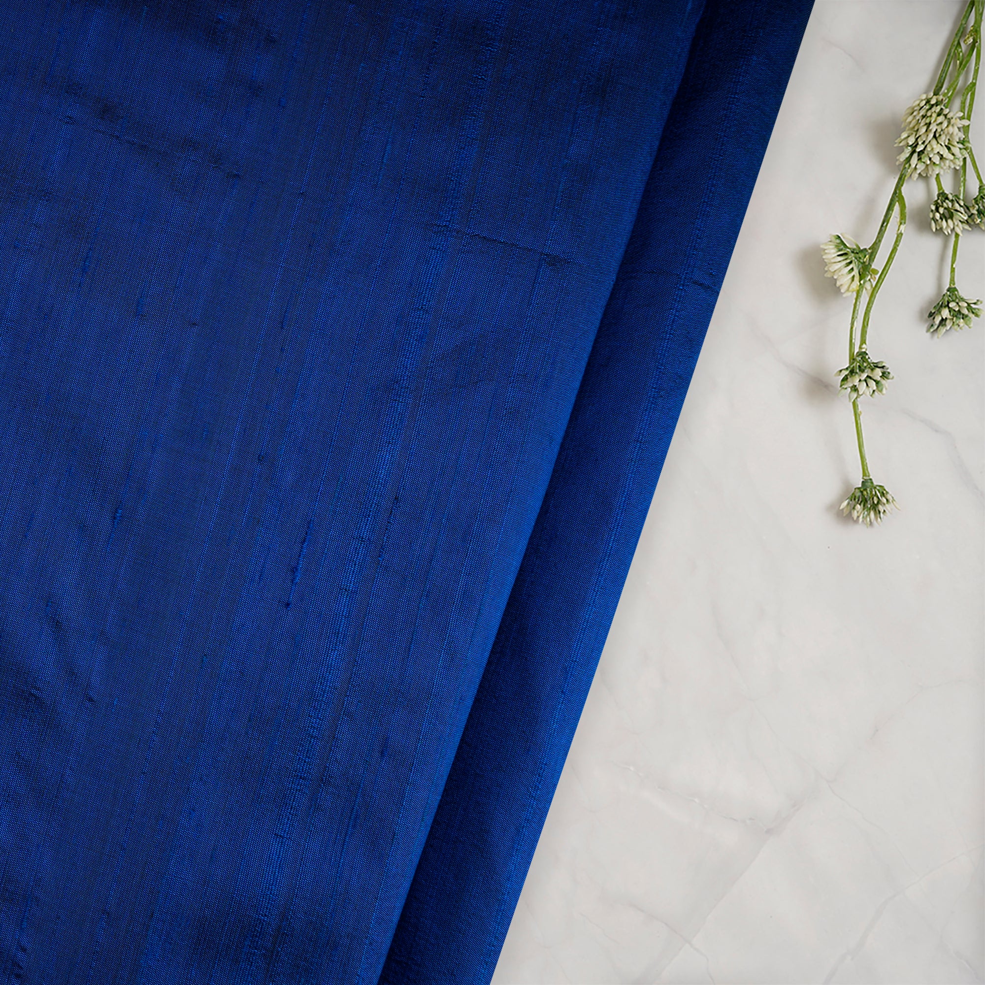Blue Color Blended Dupion Silk Fabric