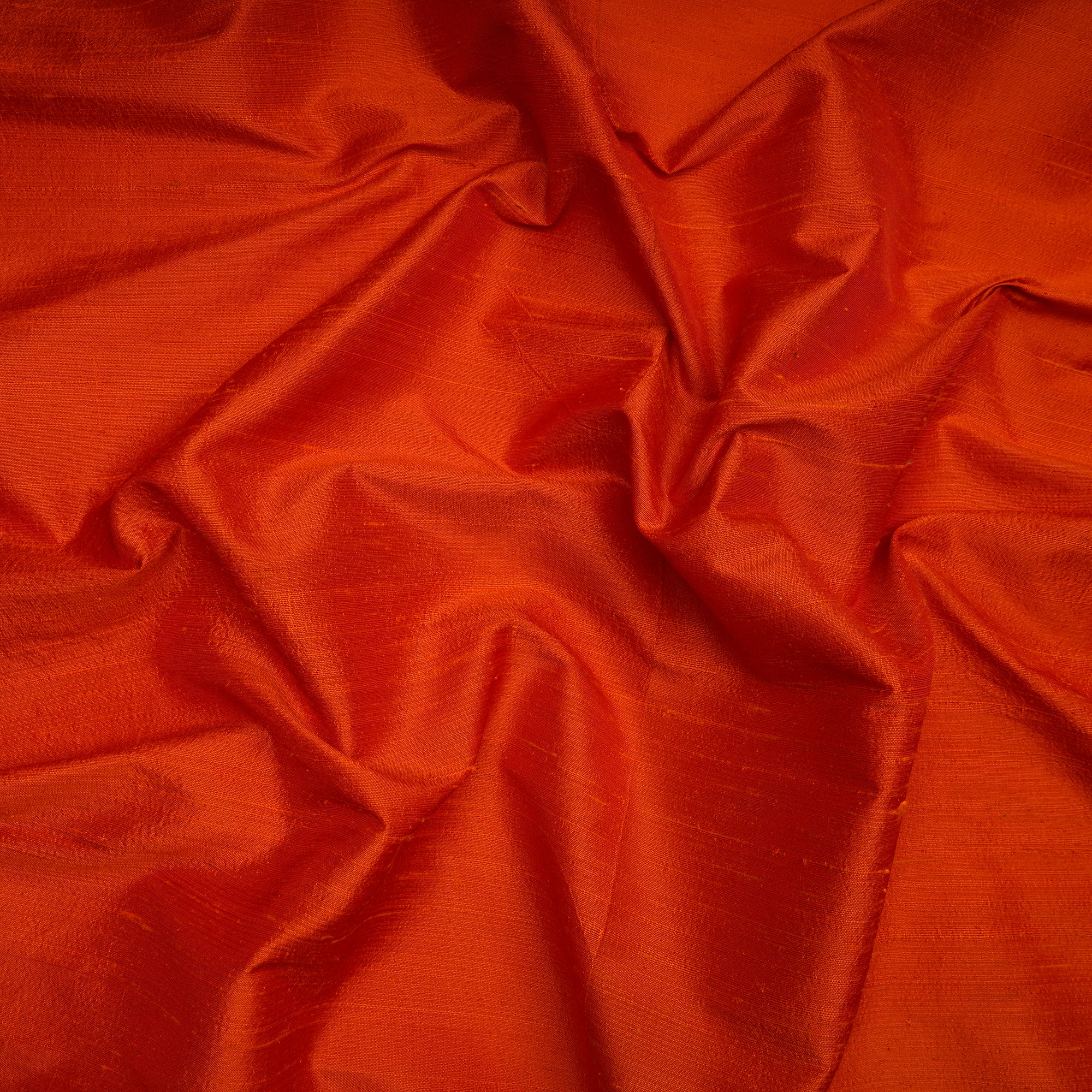 Orangeade Yarn Dyed Plain Blended Raw Silk Fabric
