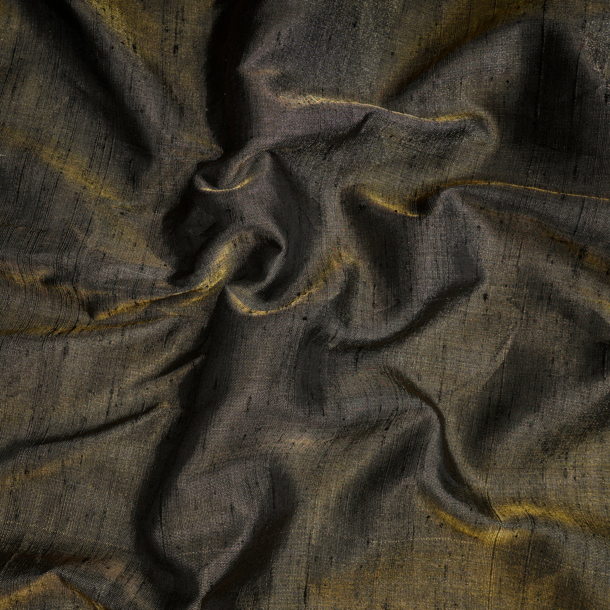 Black-Golden Color Dupion Tissue Silk Fabric