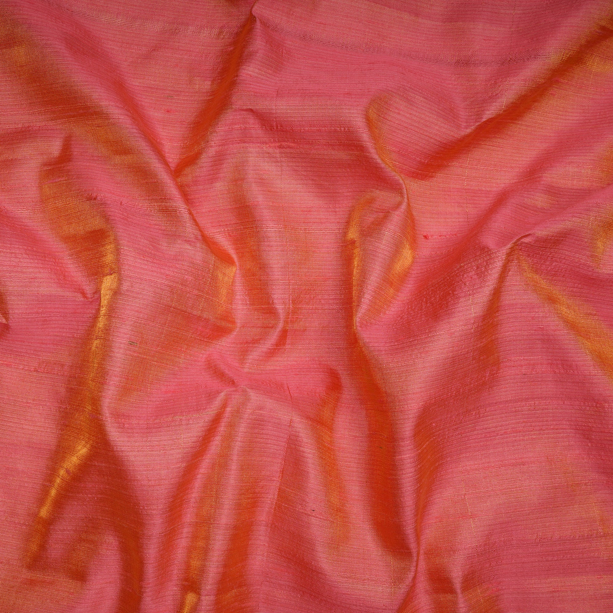 Pink-Gold Dupion Tissue Silk Fabric