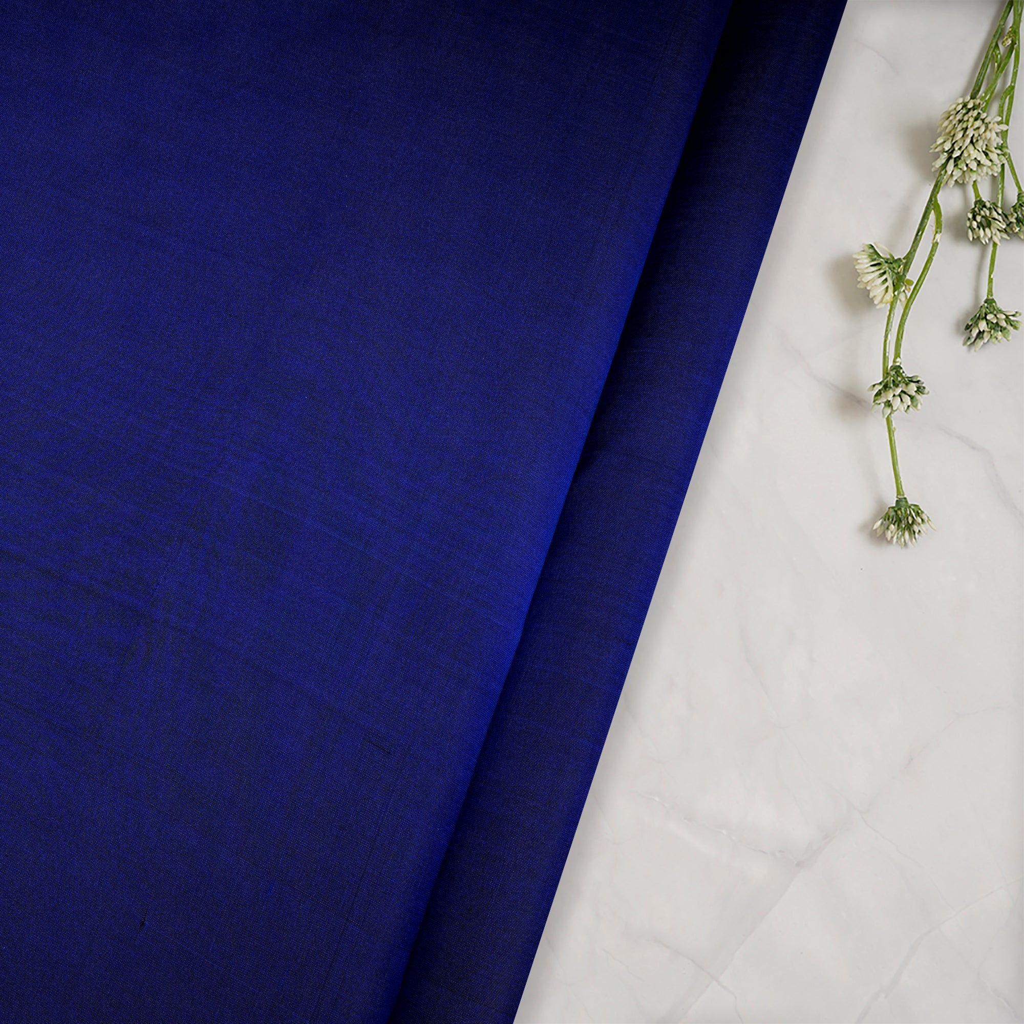 Deep Blue Dyed Plain Bangalore Silk Fabric