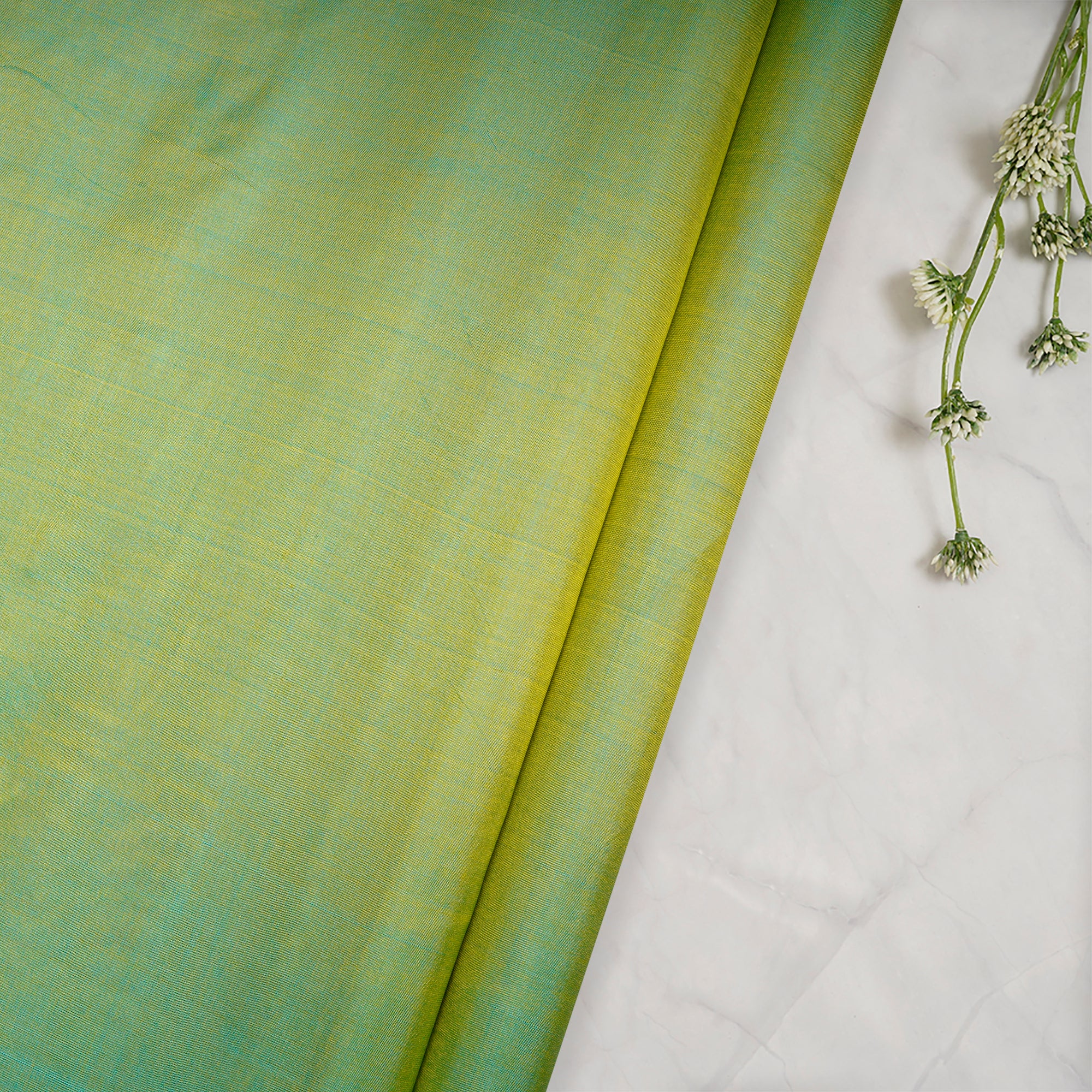 Paradise Green Dyed Plain Bangalore Silk Fabric
