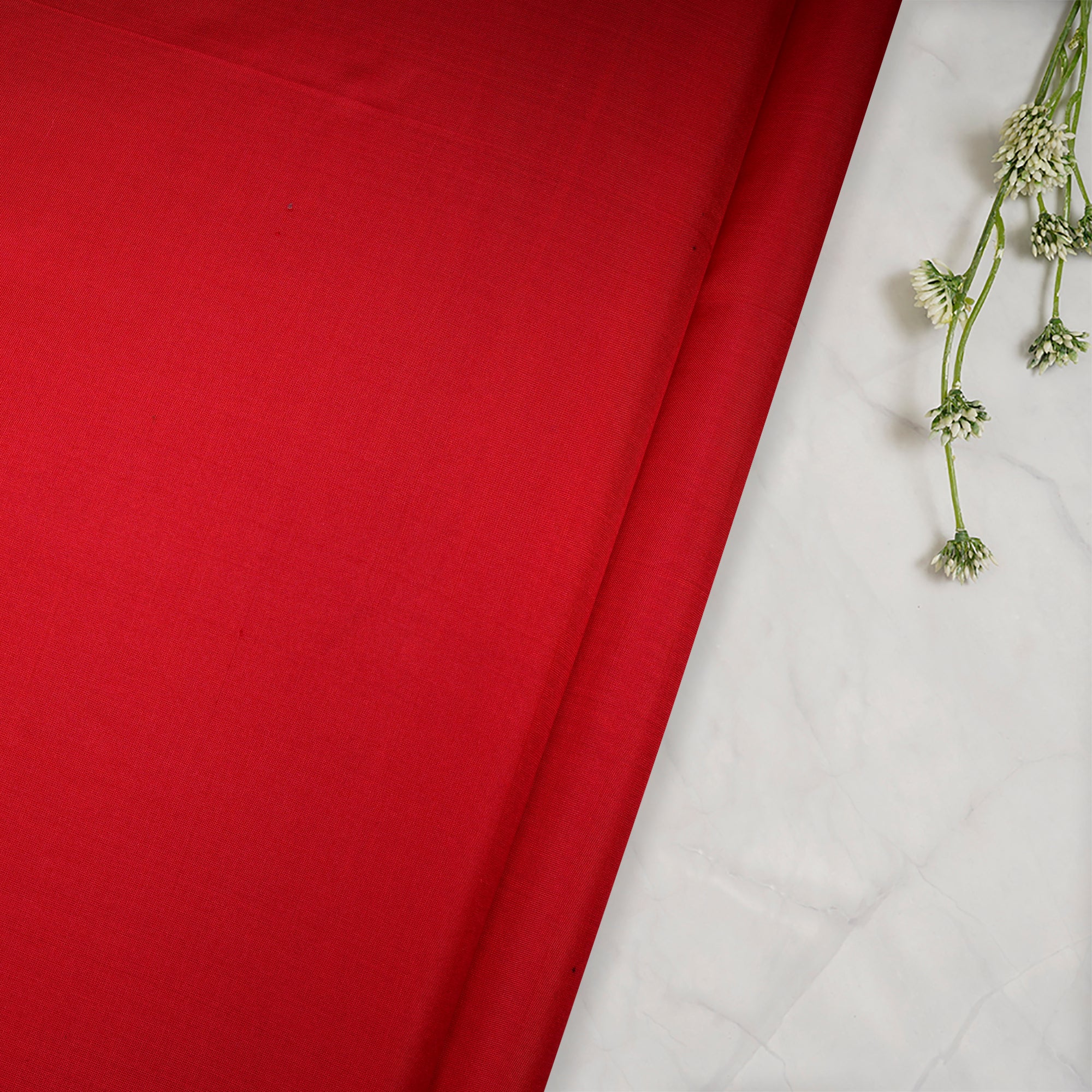 Cherry Red Dyed Plain Bangalore Silk Fabric