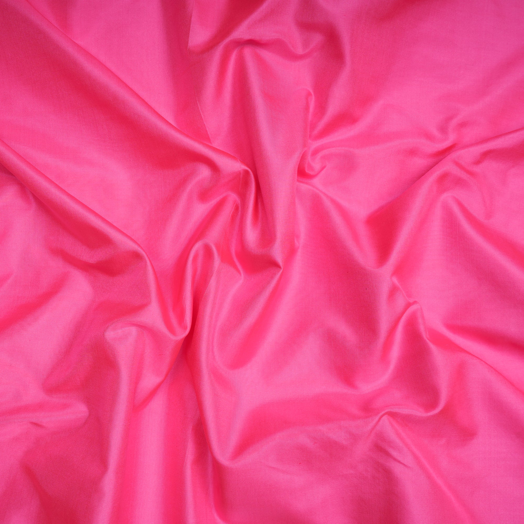 Neon Pink Dyed Plain Bangalore Silk Fabric