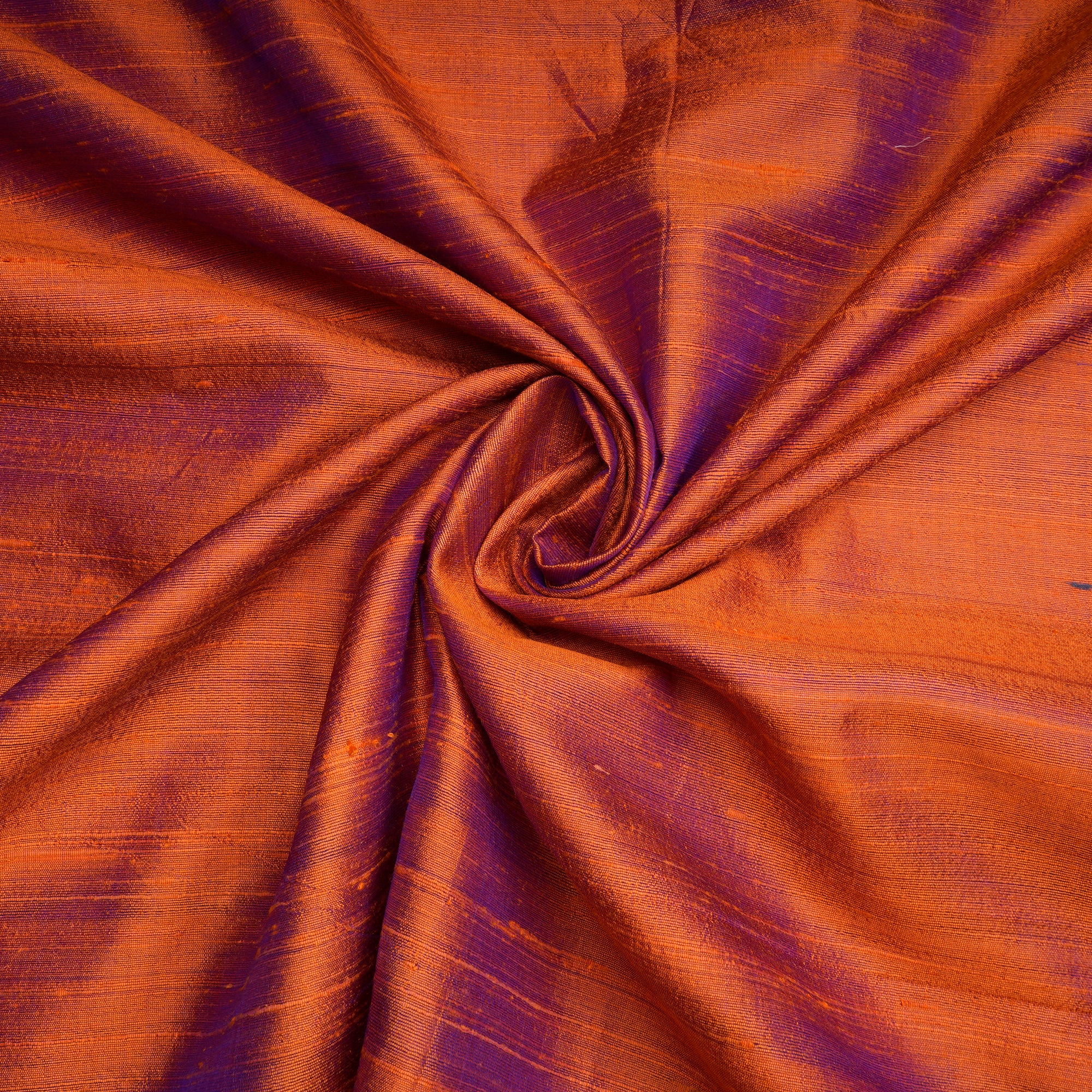 Orange  Raw Silk (Dupion) Silk Fabrics with Border