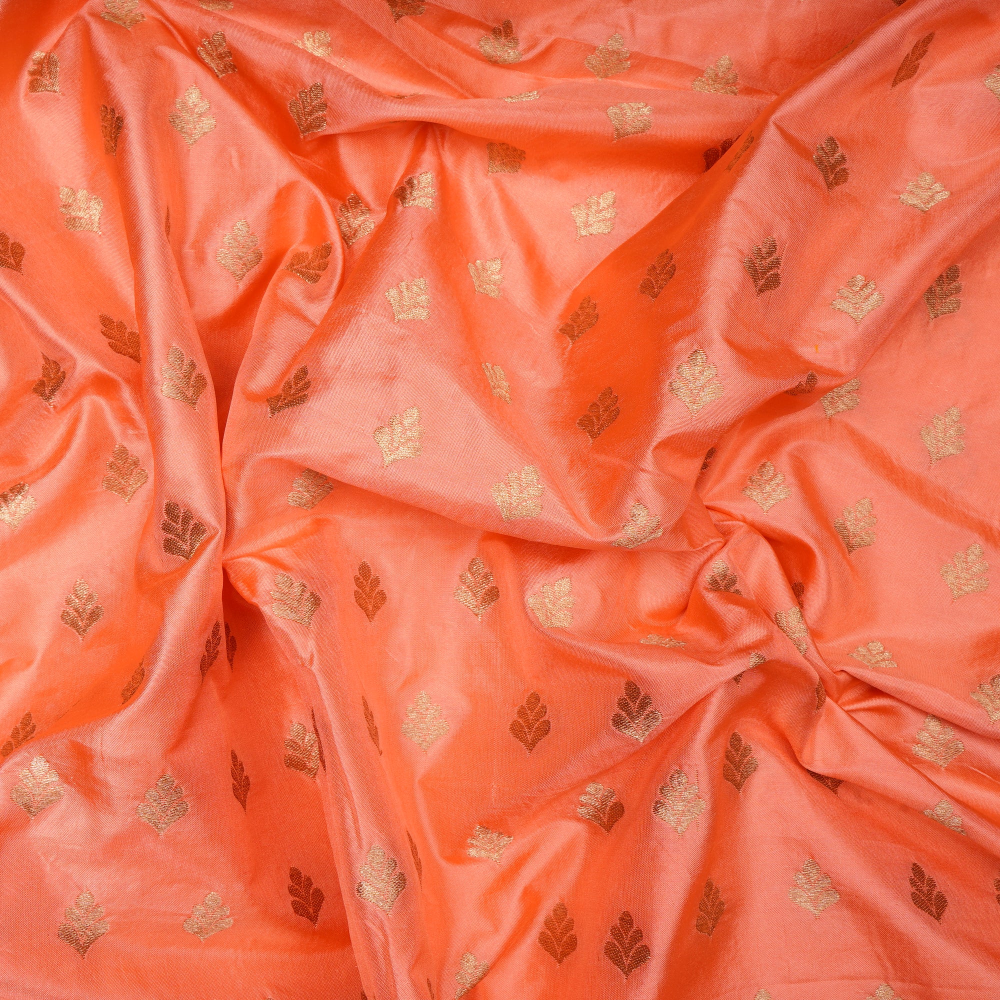 Peach Color Handwoven Brocade Fabric