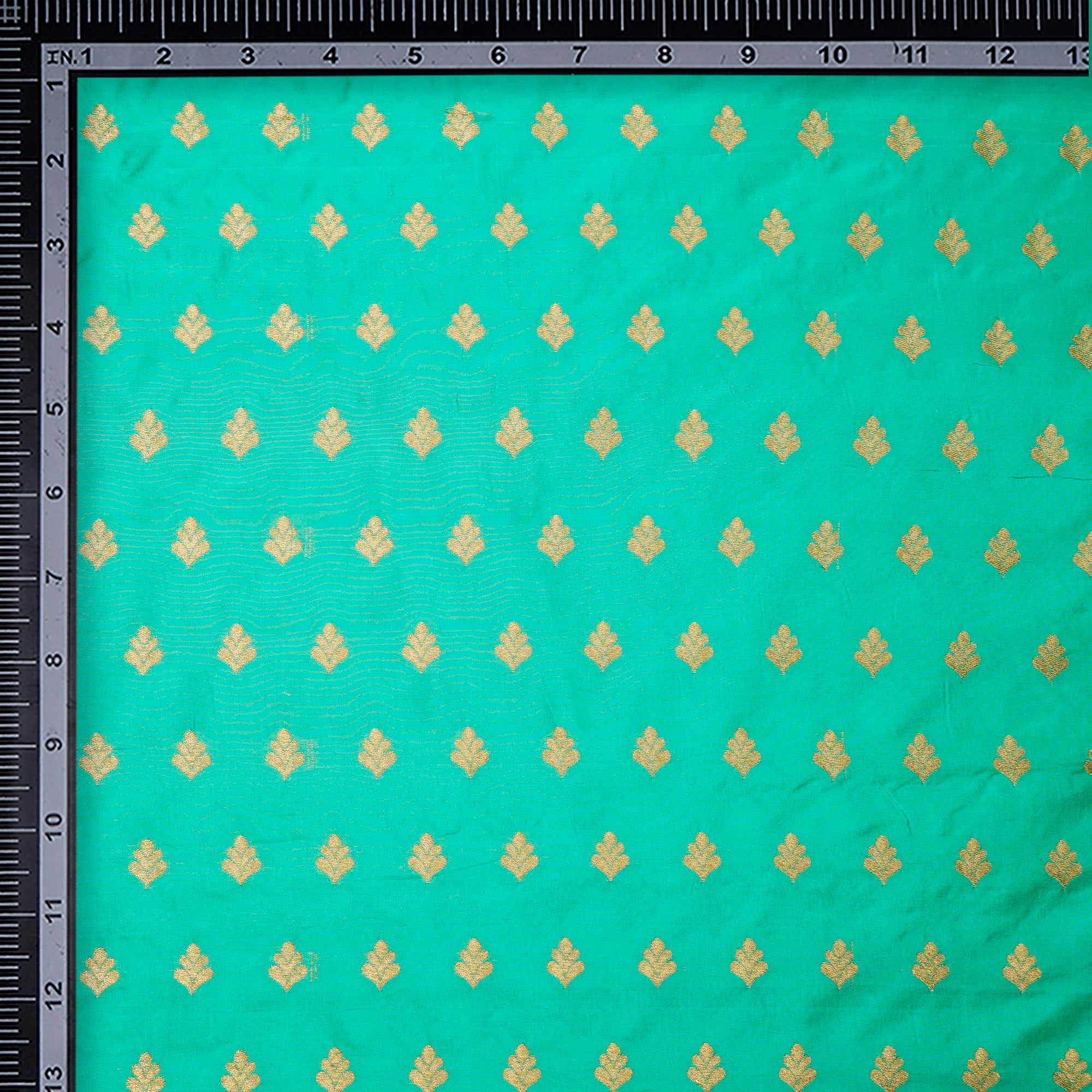 Turquoise Color Handwoven Brocade Fabric