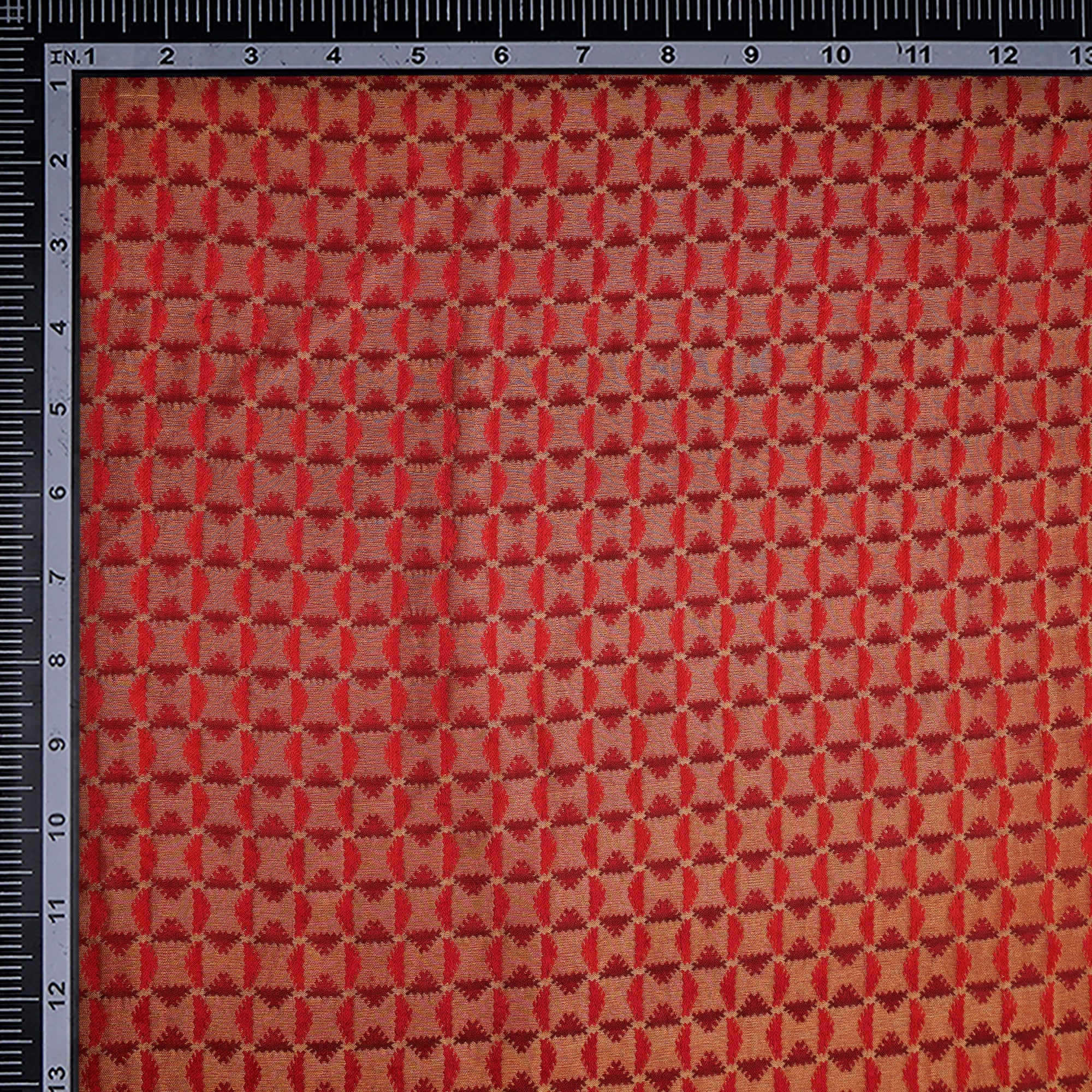 Red-Golden Color Crepe Brocade Fabric