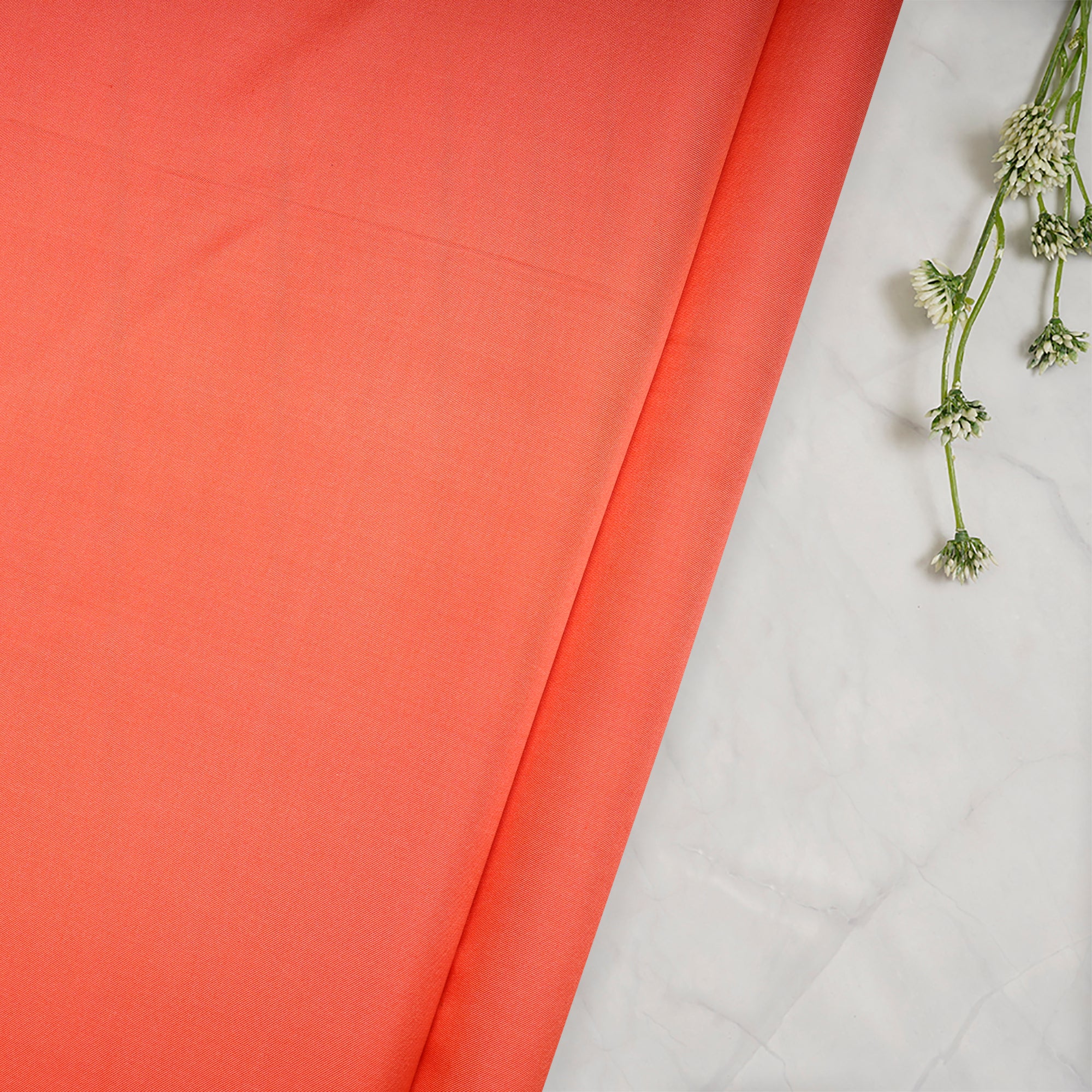 Persimmon Dyed Satin Silk Fabric