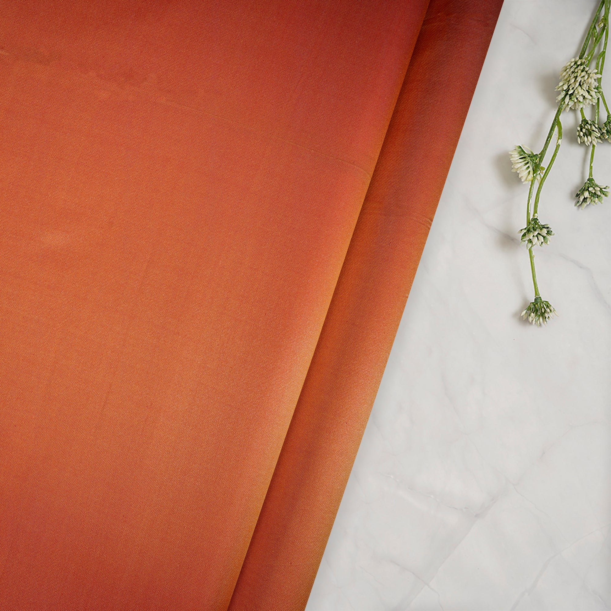 Orange Color Satin Silk Fabric