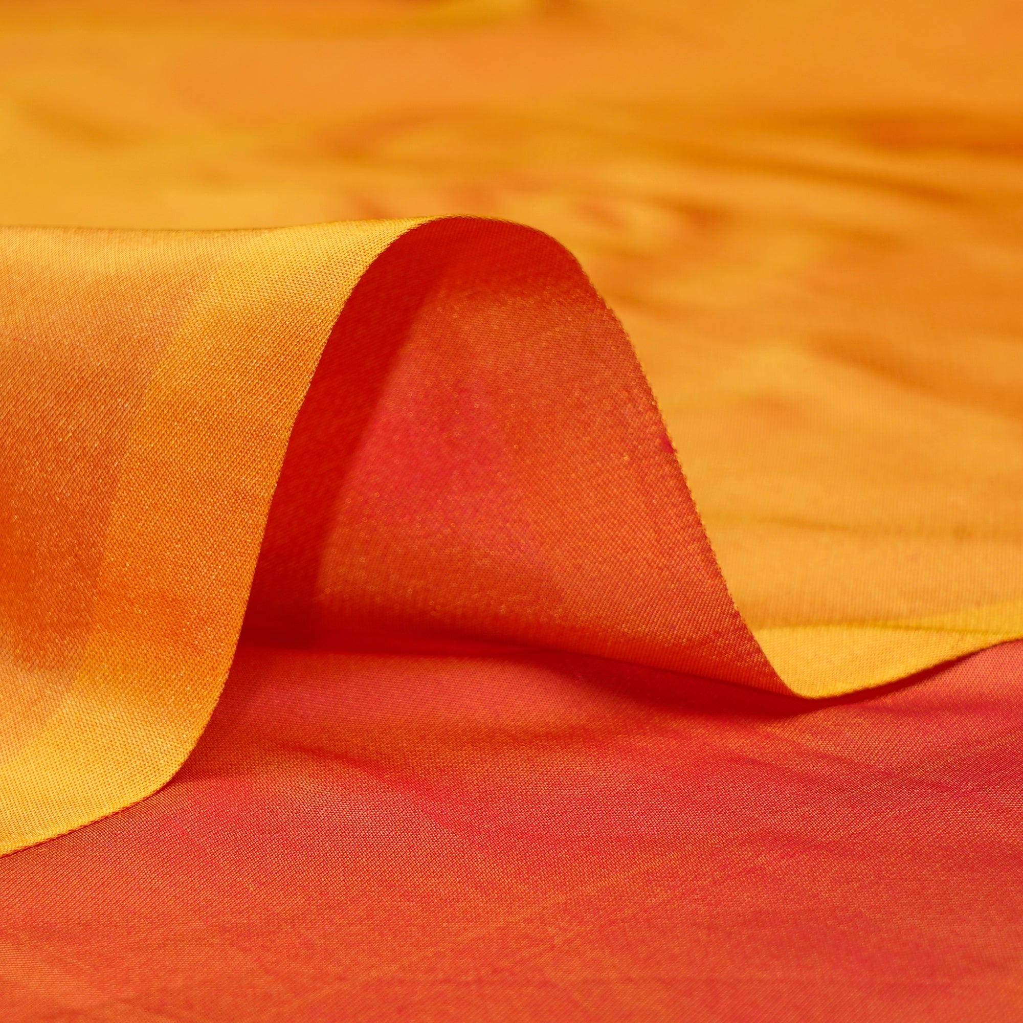 Red-Yellow Color Satin Silk Fabric