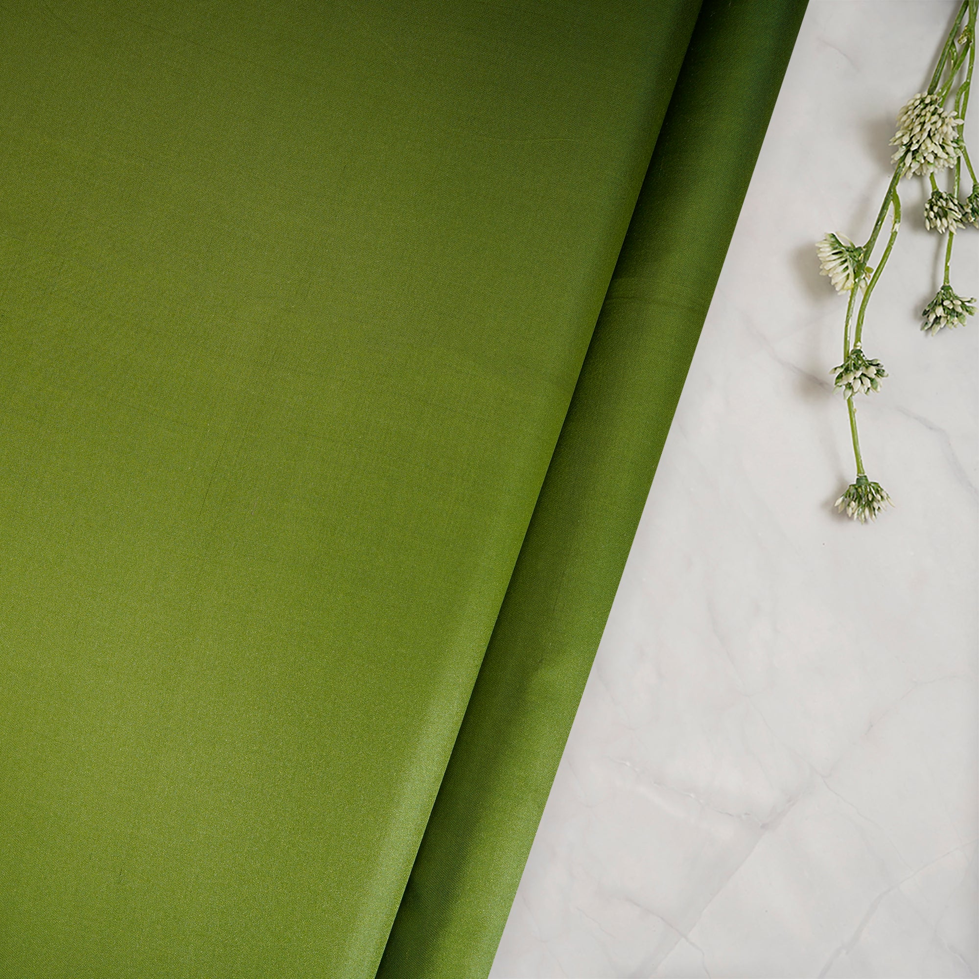 Green Color Satin Silk Fabric