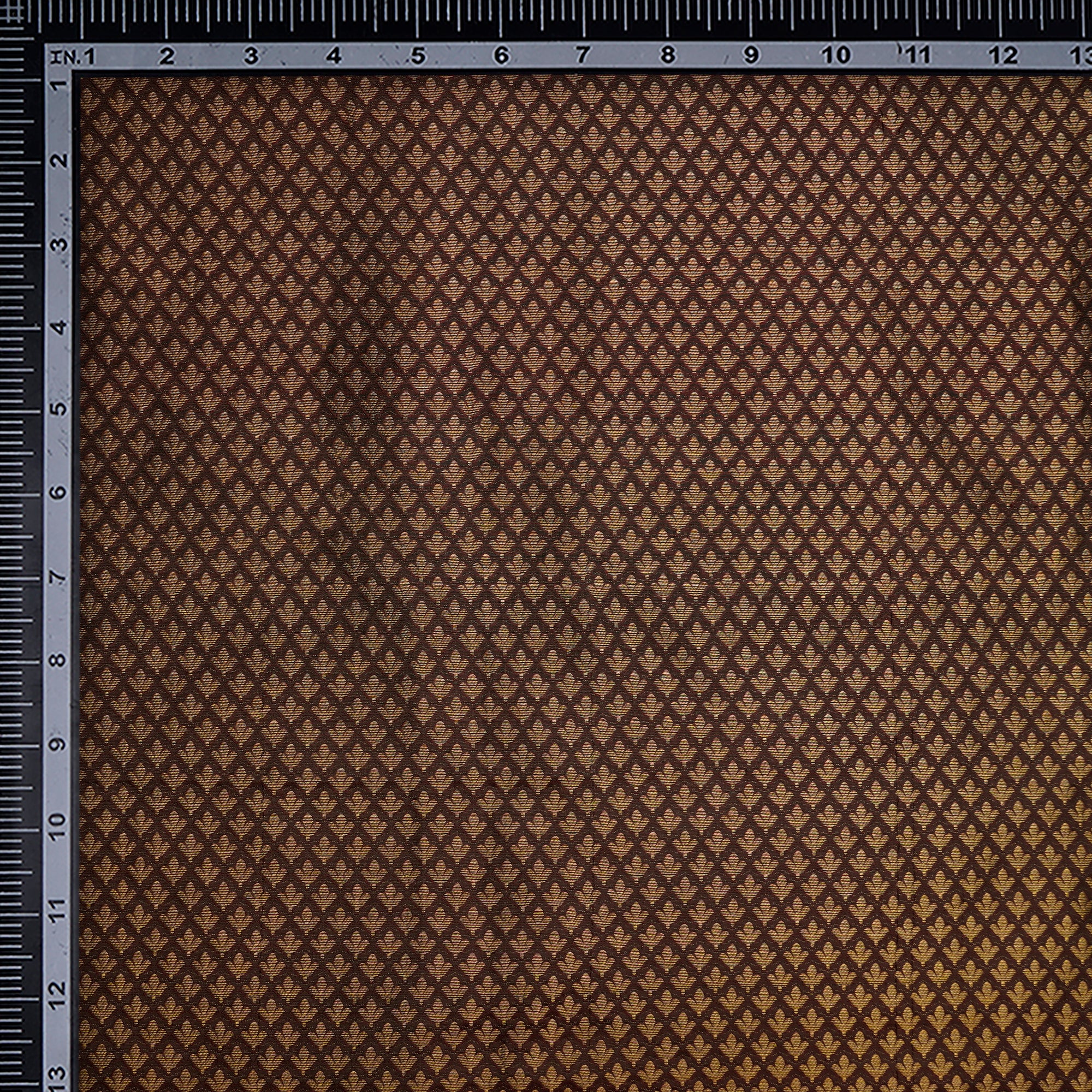 Buy Dark Brown-Gold Booti Pattern Handwoven Brocade Jari