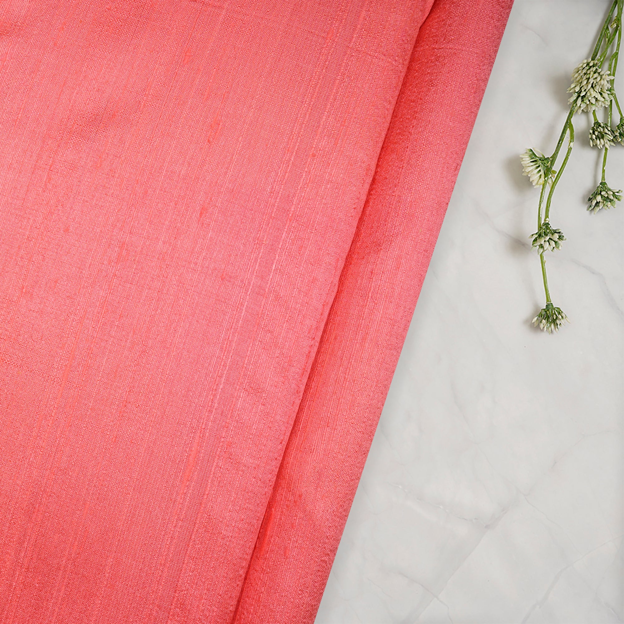 Neon Pink Plain Dyed Dupion (Raw) Silk Fabric