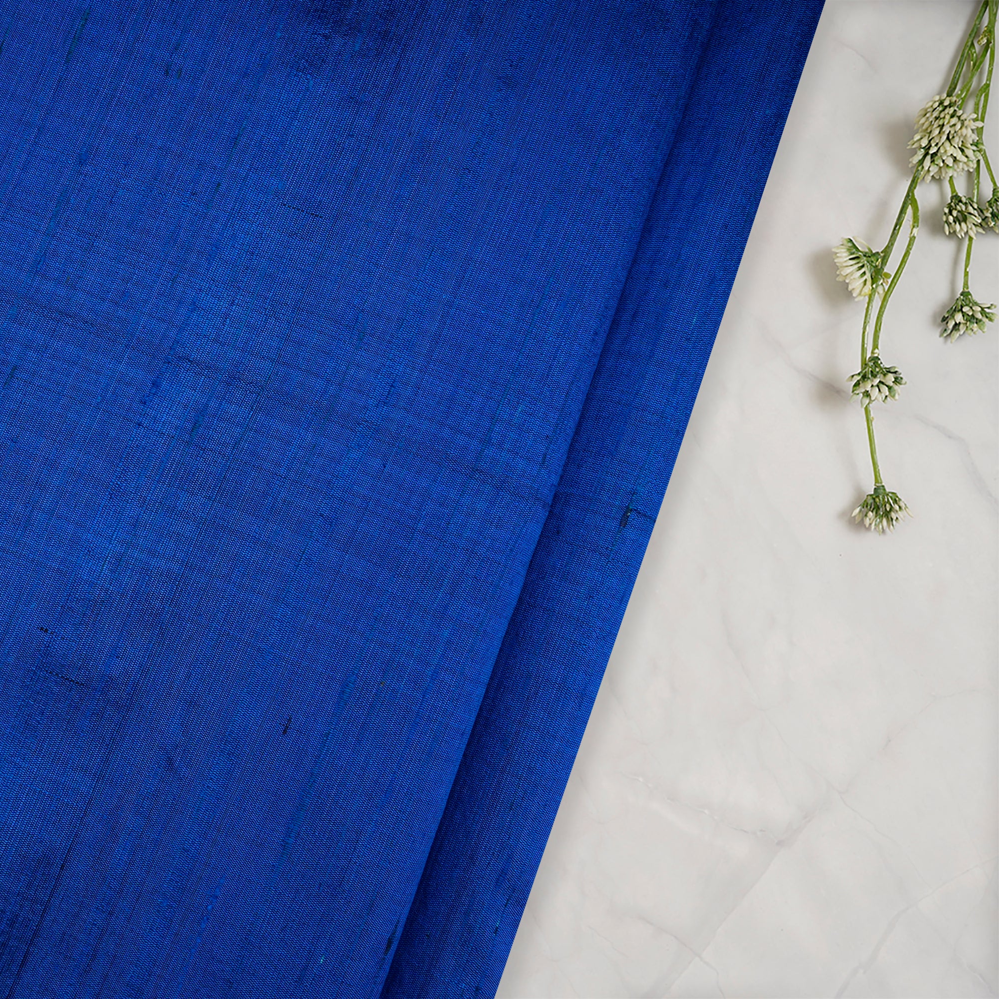 Deep Blue Yarn Dyed 90 GLM Dupion (Raw) Silk Fabric