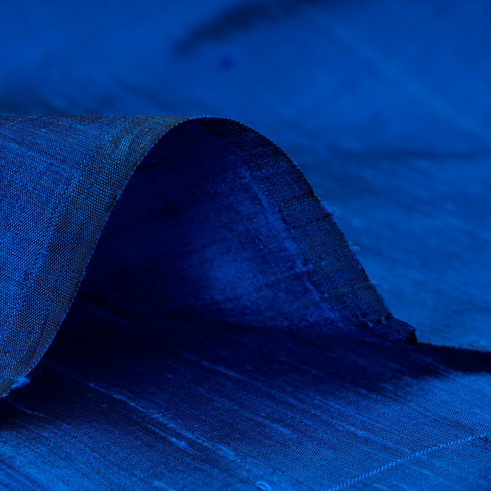 Deep Blue Yarn Dyed 90 GLM Dupion (Raw) Silk Fabric