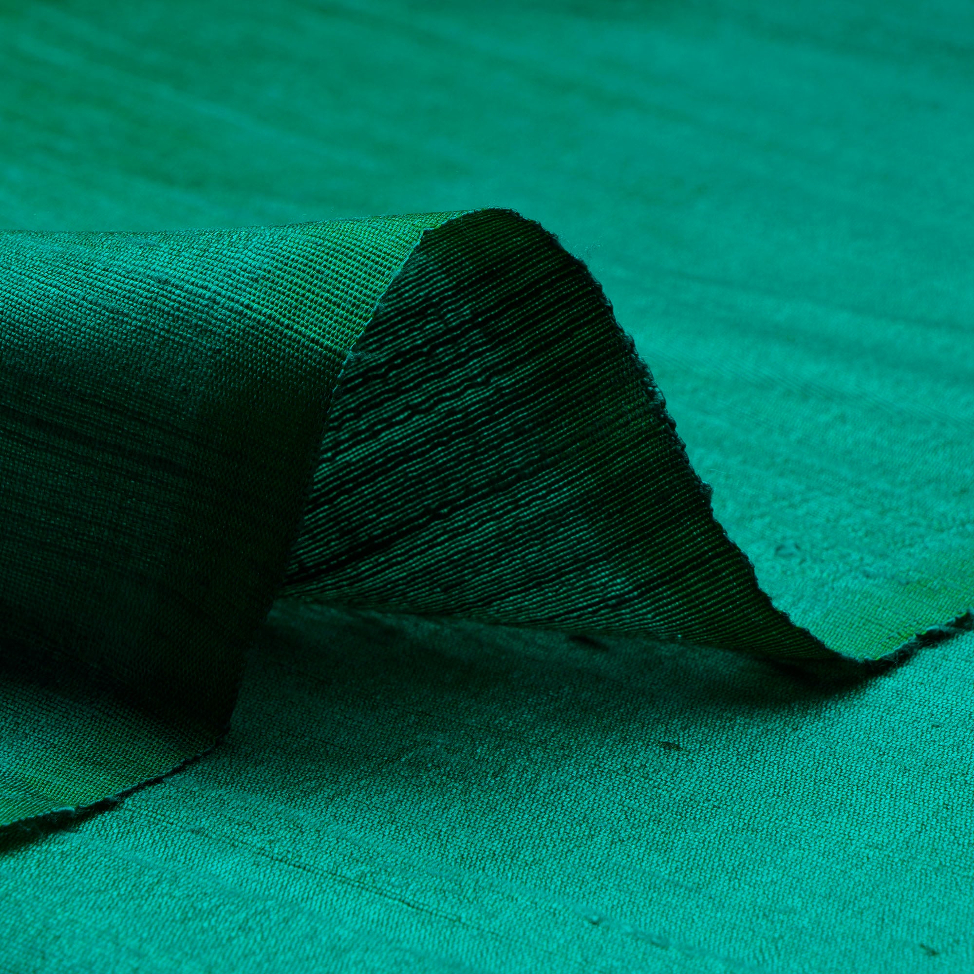 Green Color Dupion Silk Fabric