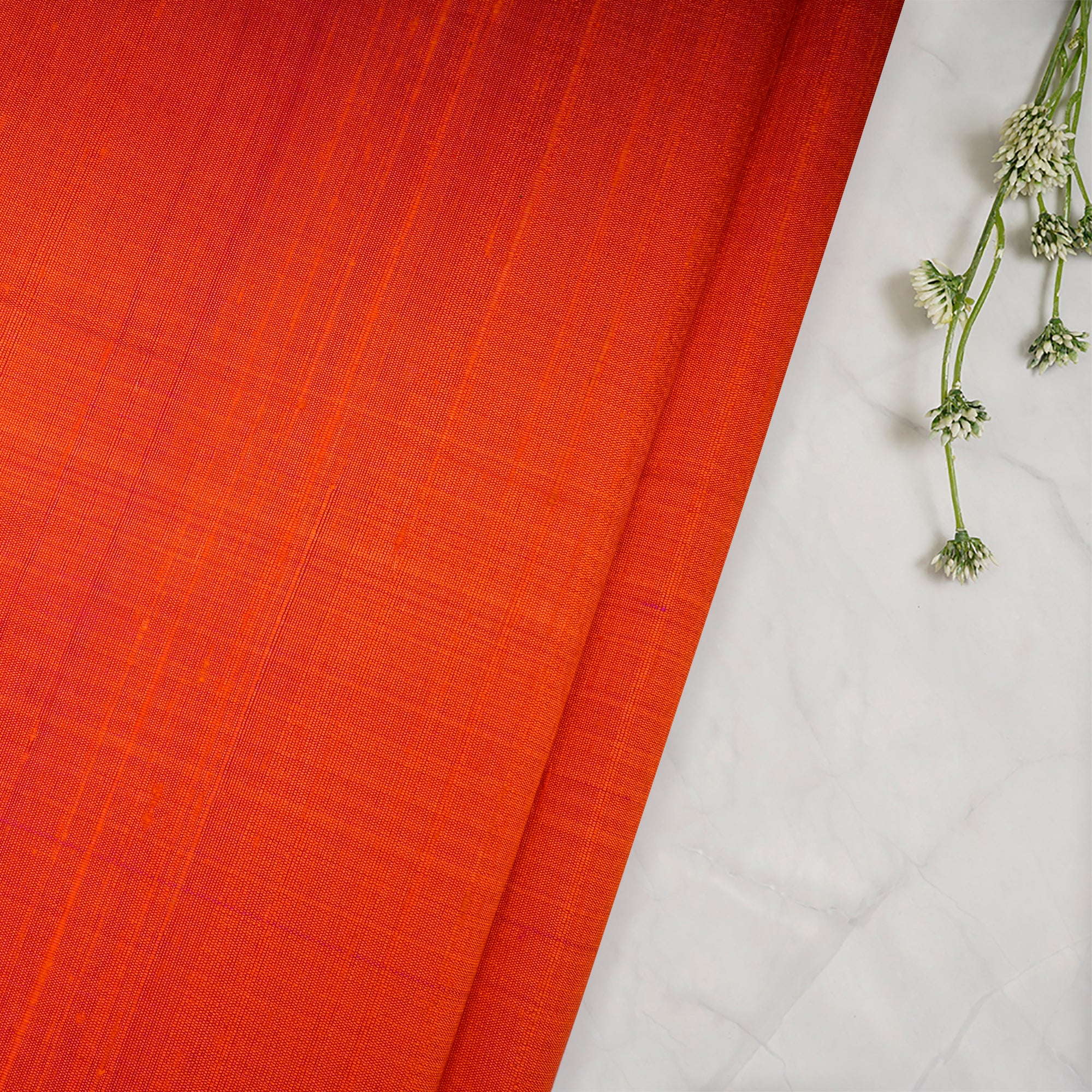Orange Yarn Dyed 90 GLM Dupion (Raw) Silk Fabric