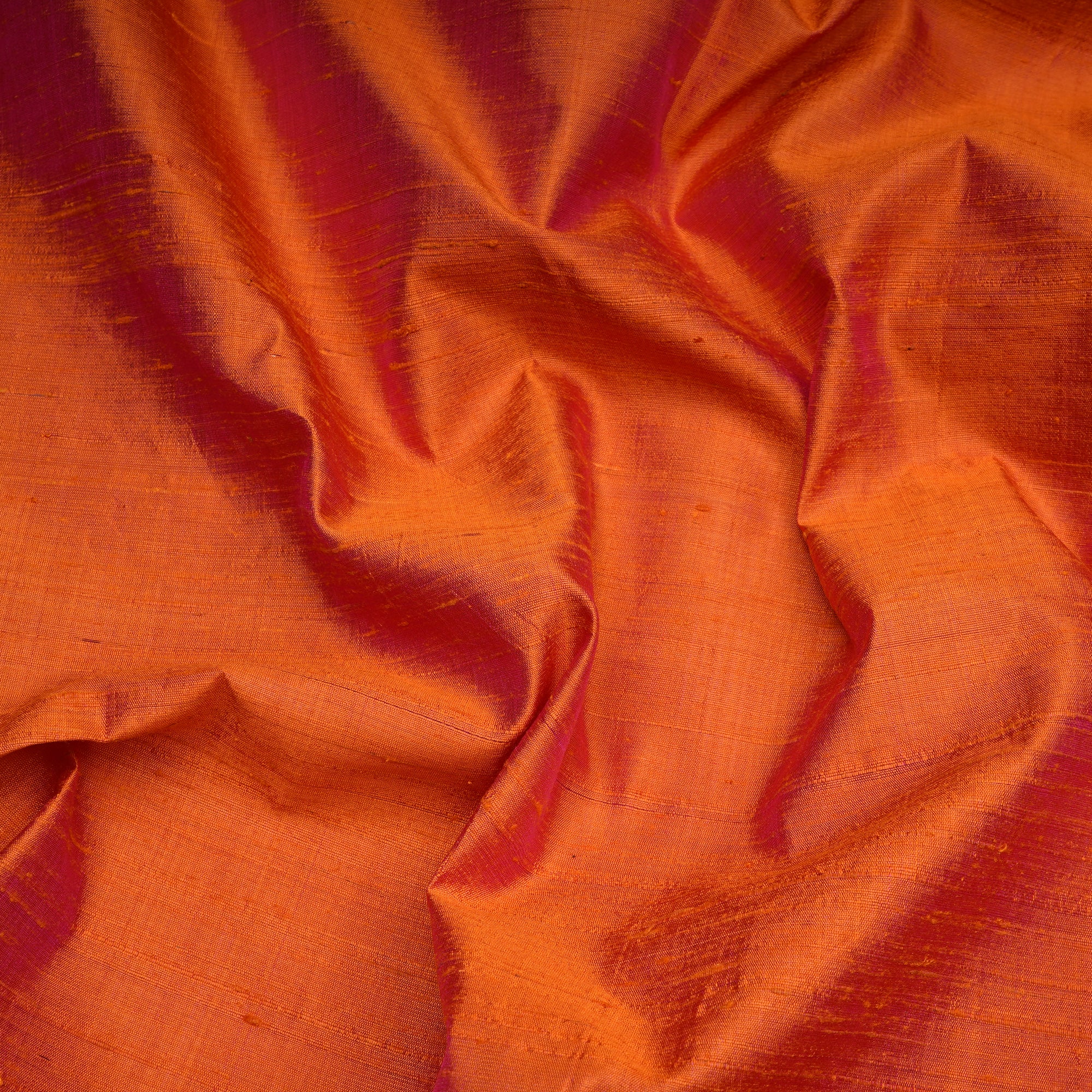 Deep Orange Yarn Dyed 90 GLM Dupion (Raw) Silk Fabric
