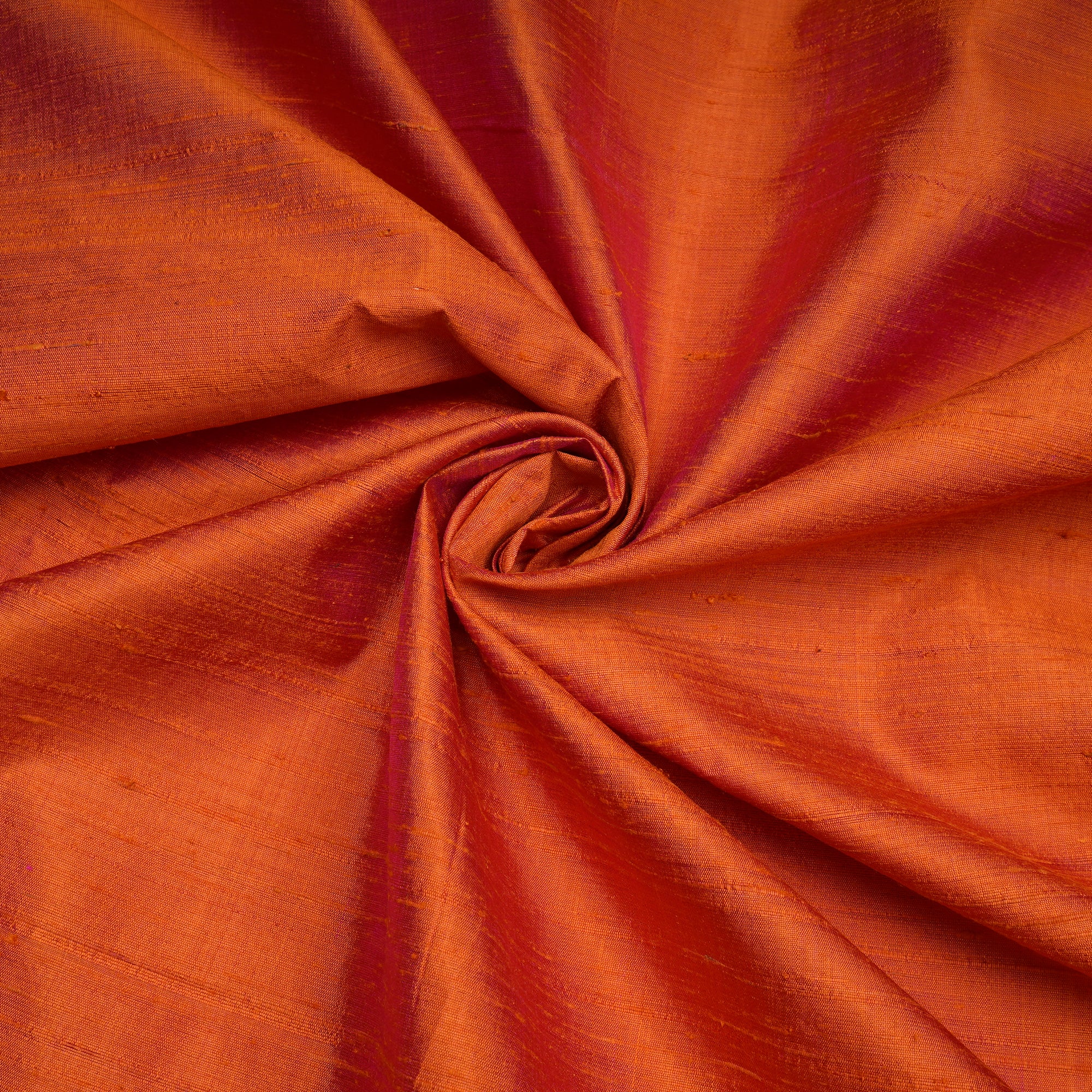 Deep Orange Yarn Dyed 90 GLM Dupion (Raw) Silk Fabric