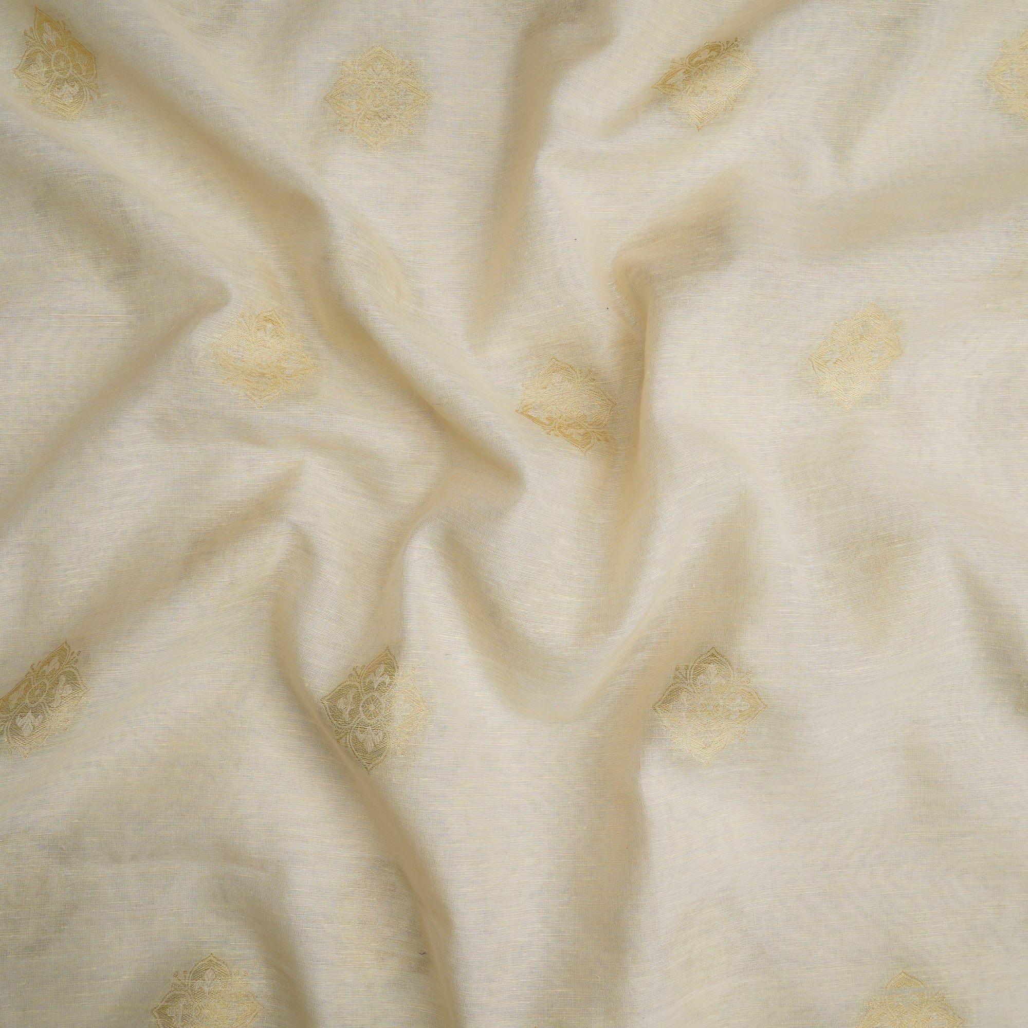 Cream-Golden Color Jacquard Noile Silk Fabric