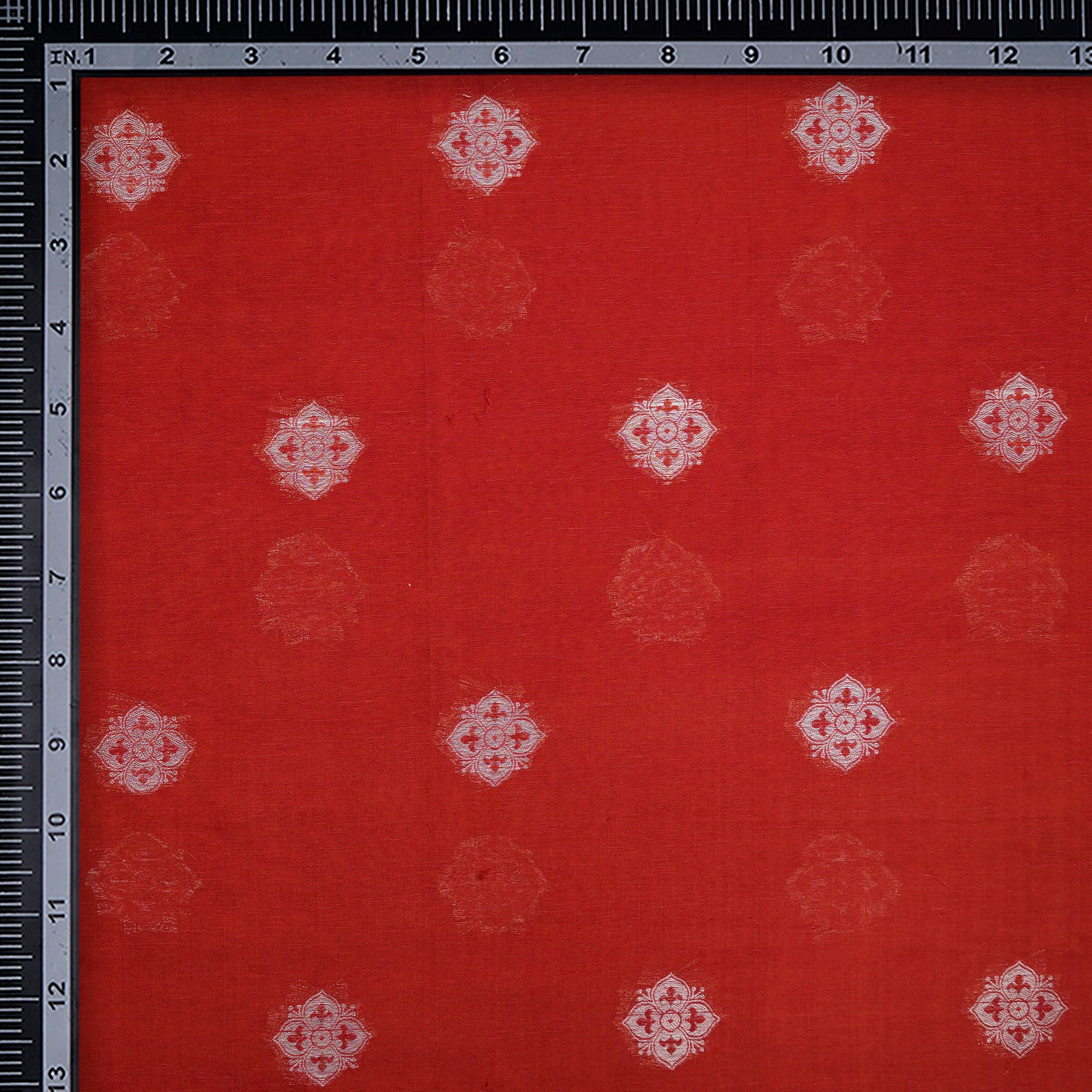 High Risk Red Motif Pattern Noile Silk Jacquard Fabric