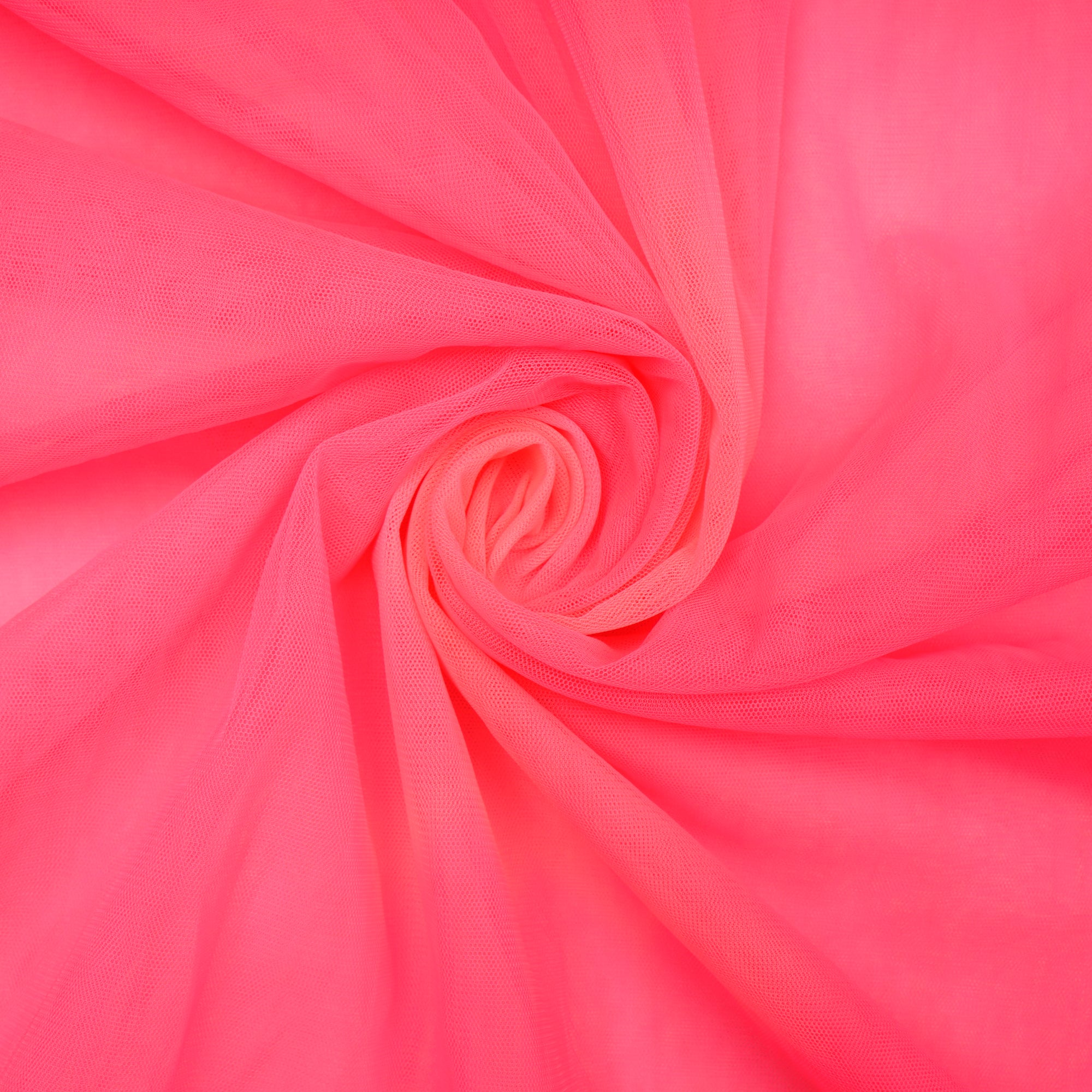 Neon Pink Piece Dyed Butterfly Nylon Net Fabric