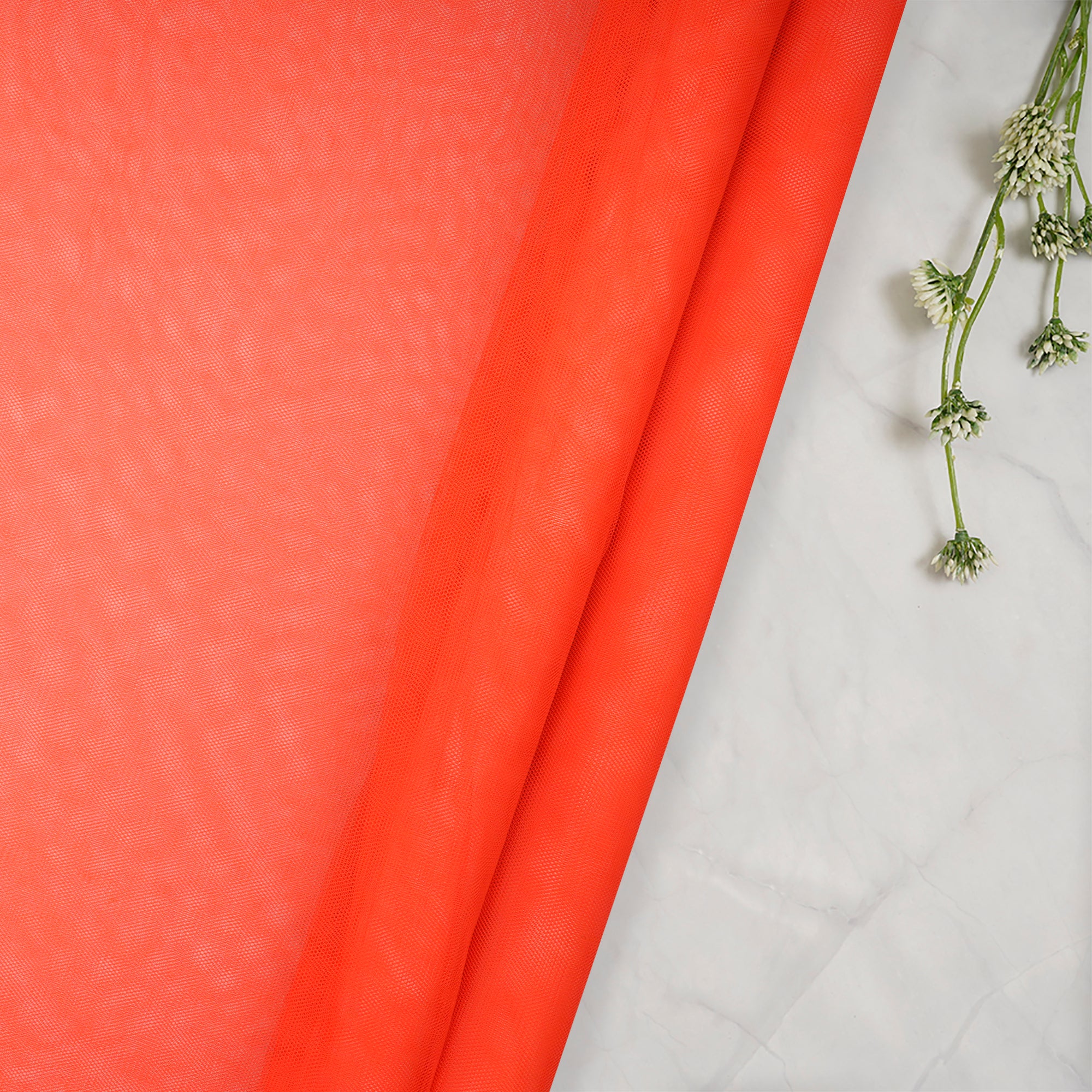 Neon Orange Bemberg Nylon Net Fabric