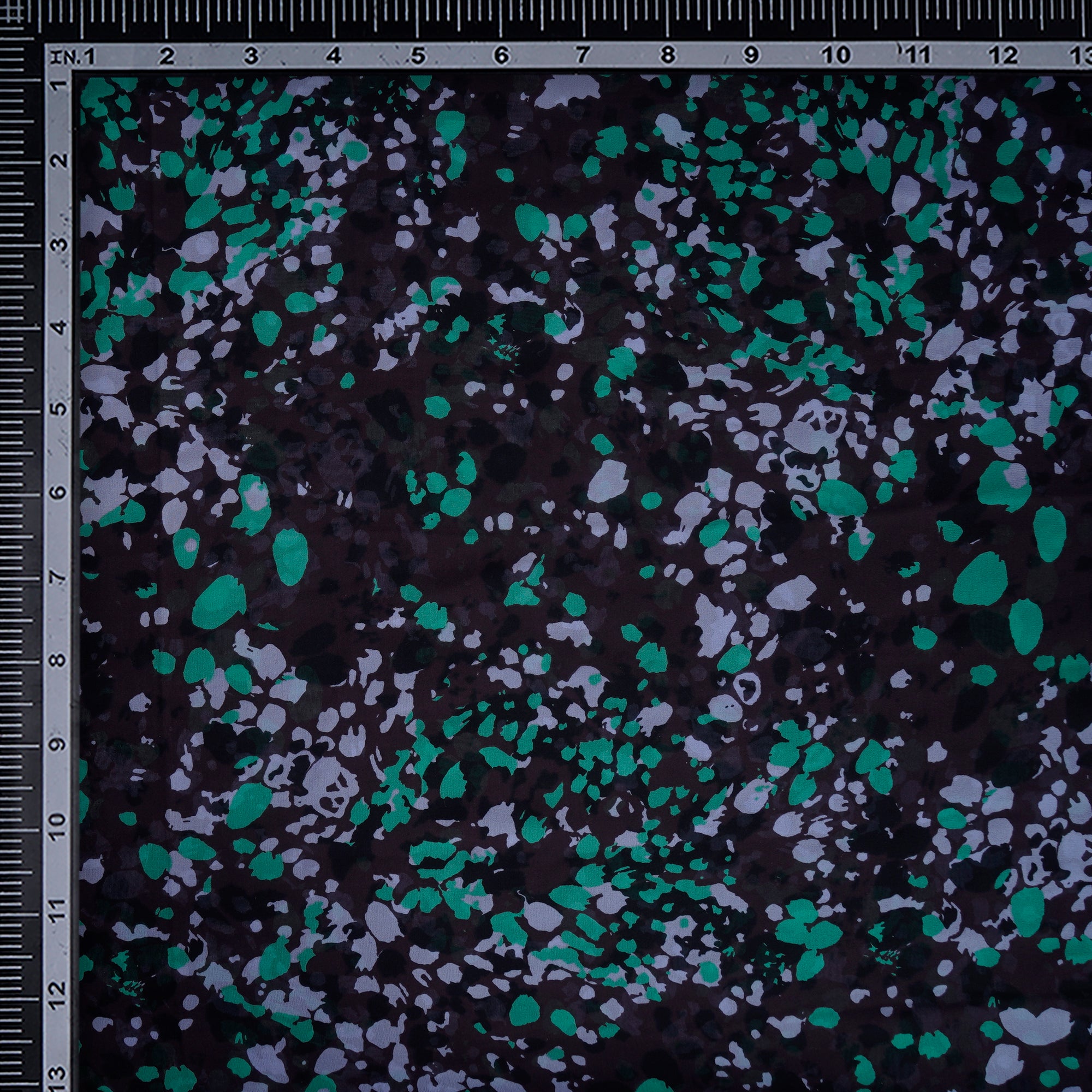 Black-Green Color Printed Georgette Silk Fabric