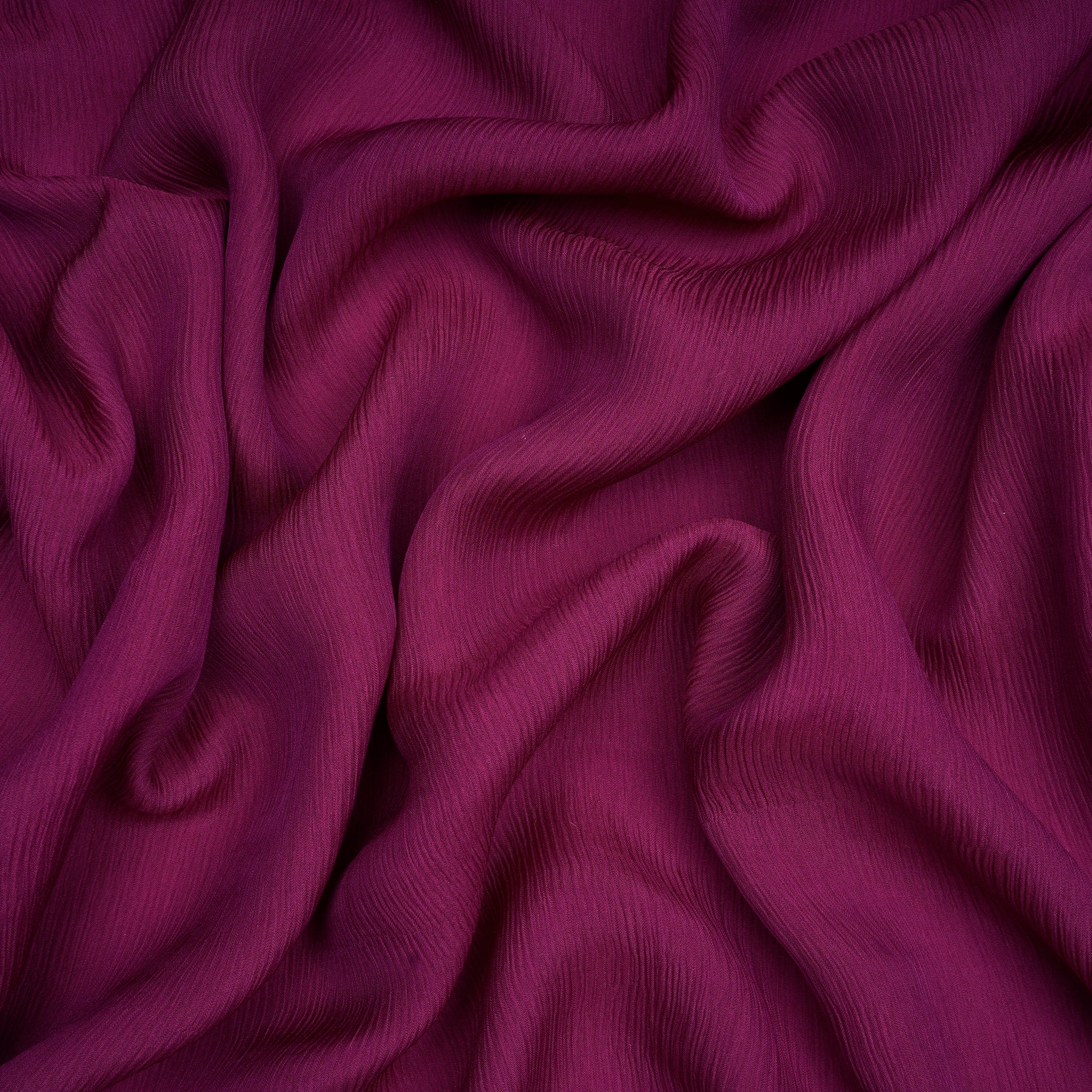 Deep Carmine Color Chiffon Silk Fabric with Zari Border