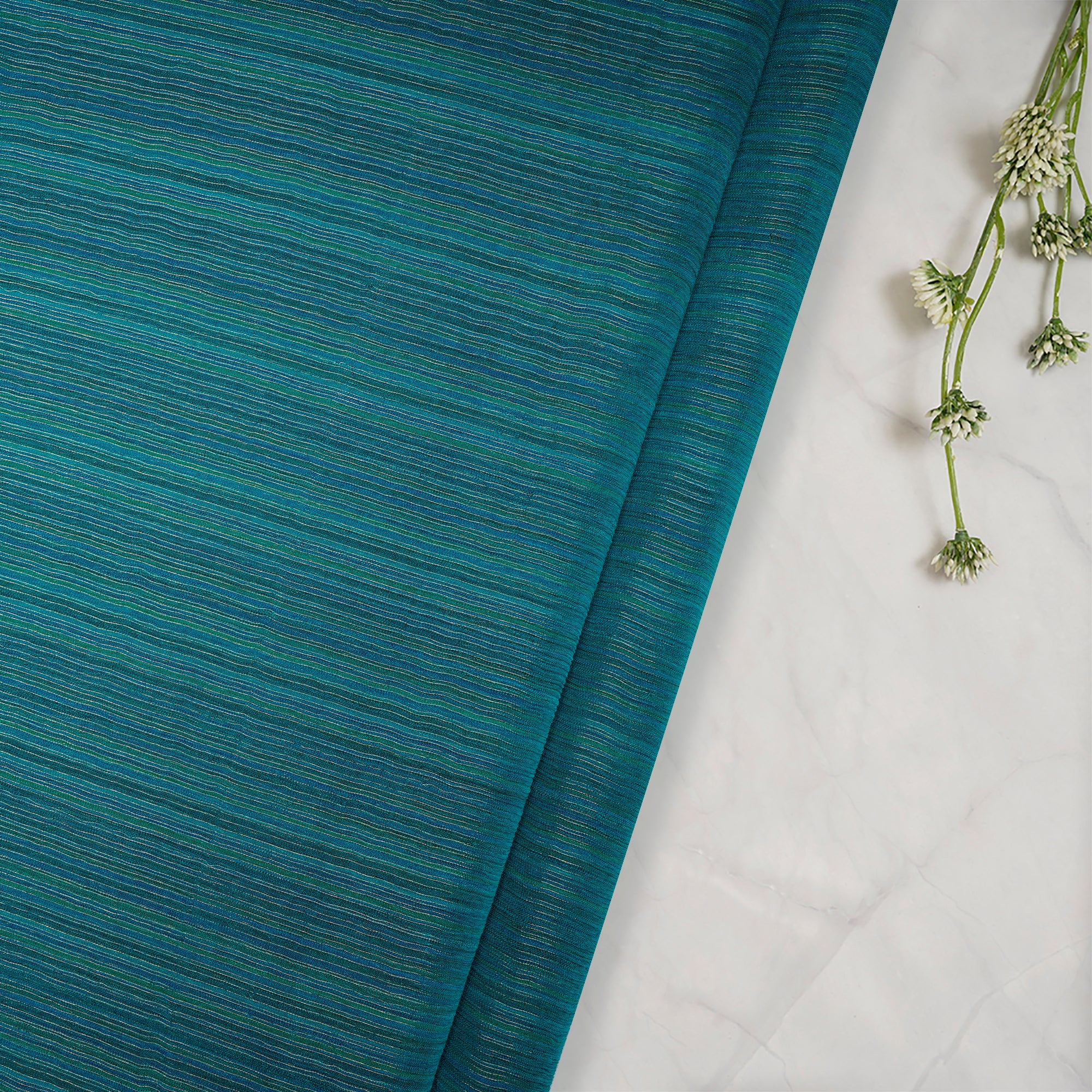 Tail Green Color Yarn Dyed Chiffon Silk Fabric