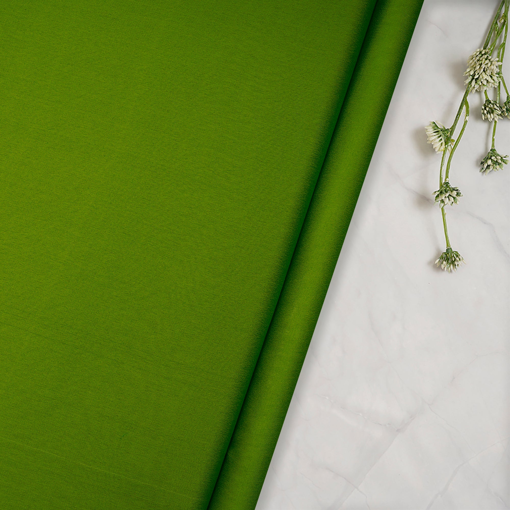 Green Peice Dyed Georgette Silk Fabric with Zari Border