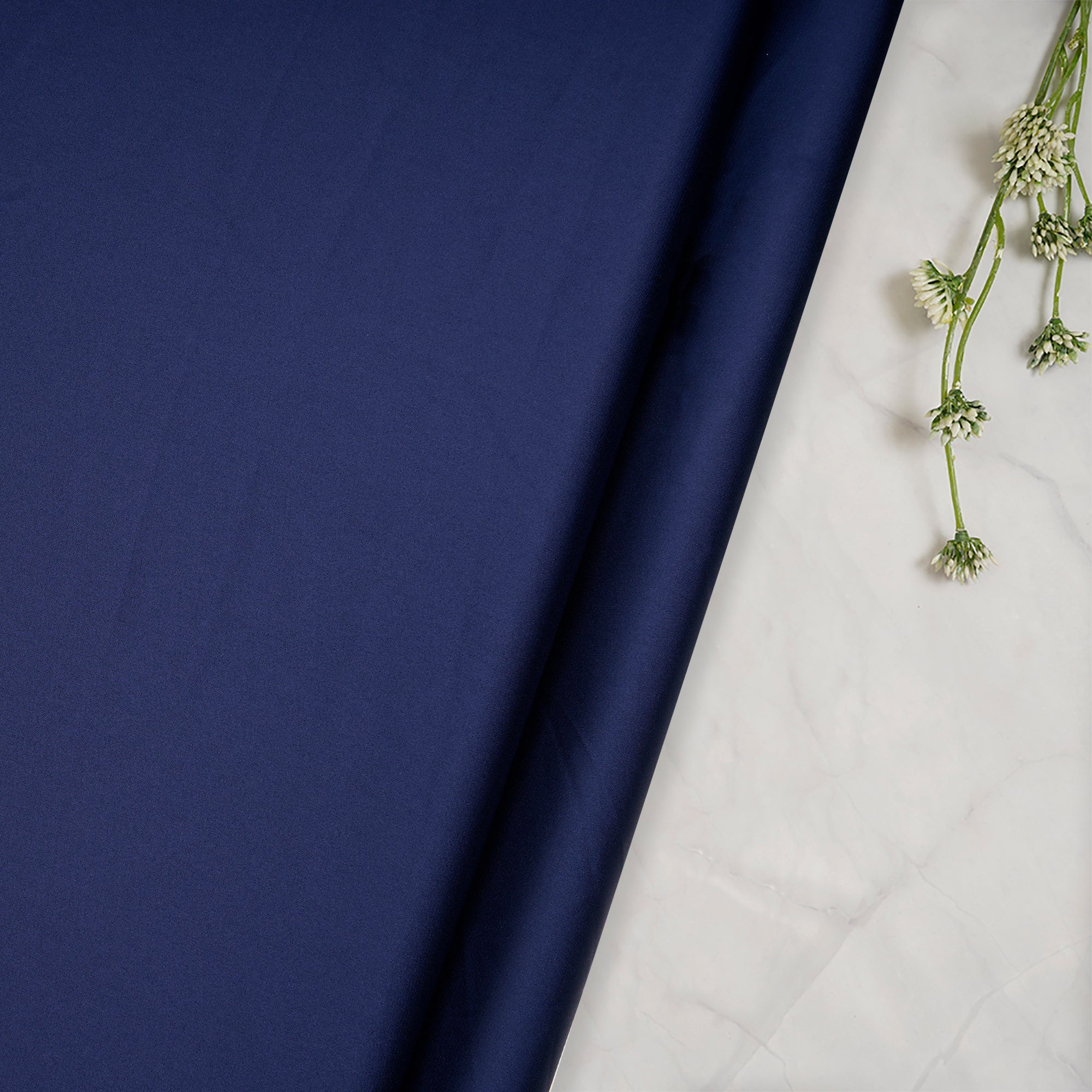 Navy Blue Color Polyester Satin Lycra Fabric