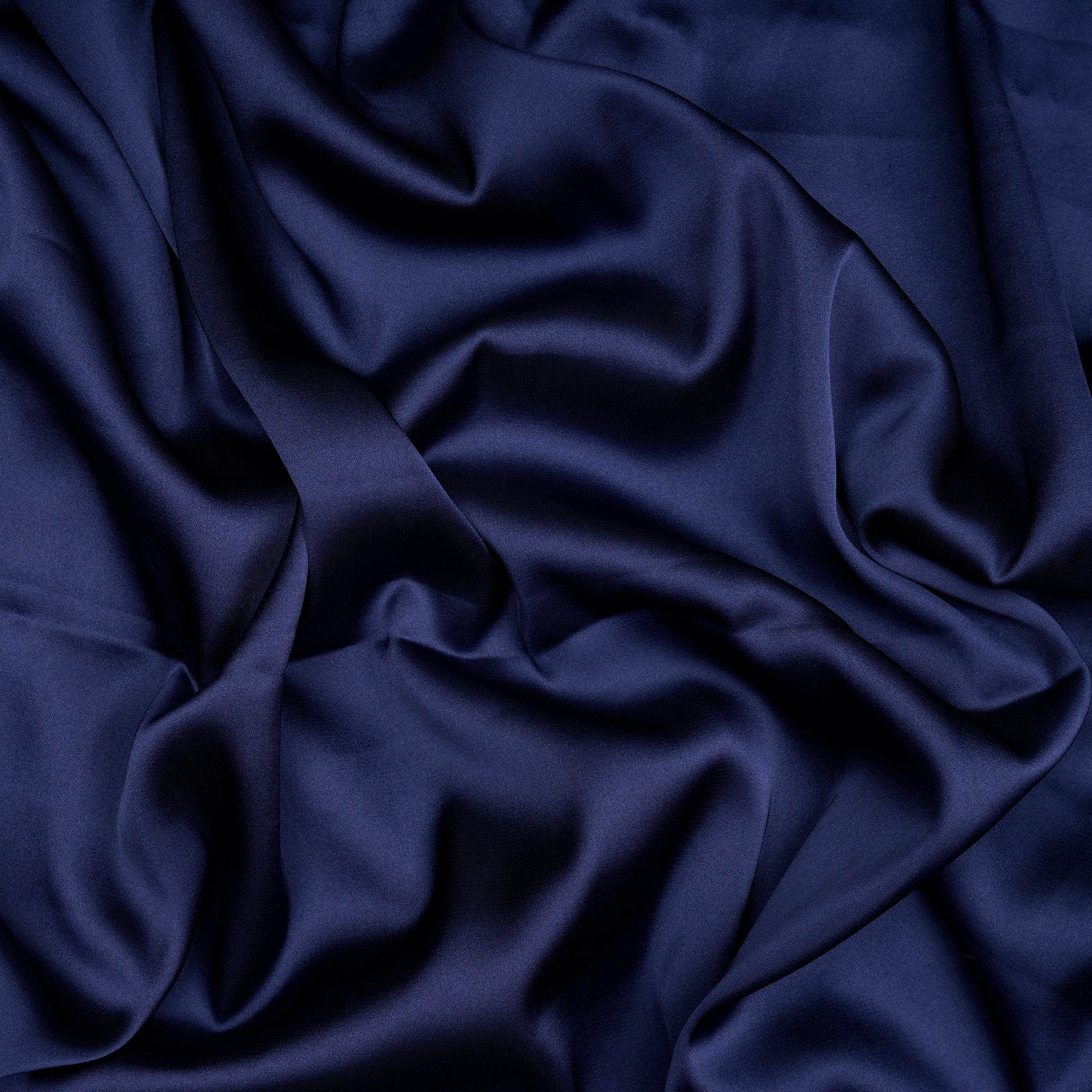 Navy Blue Color Polyester Satin Lycra Fabric