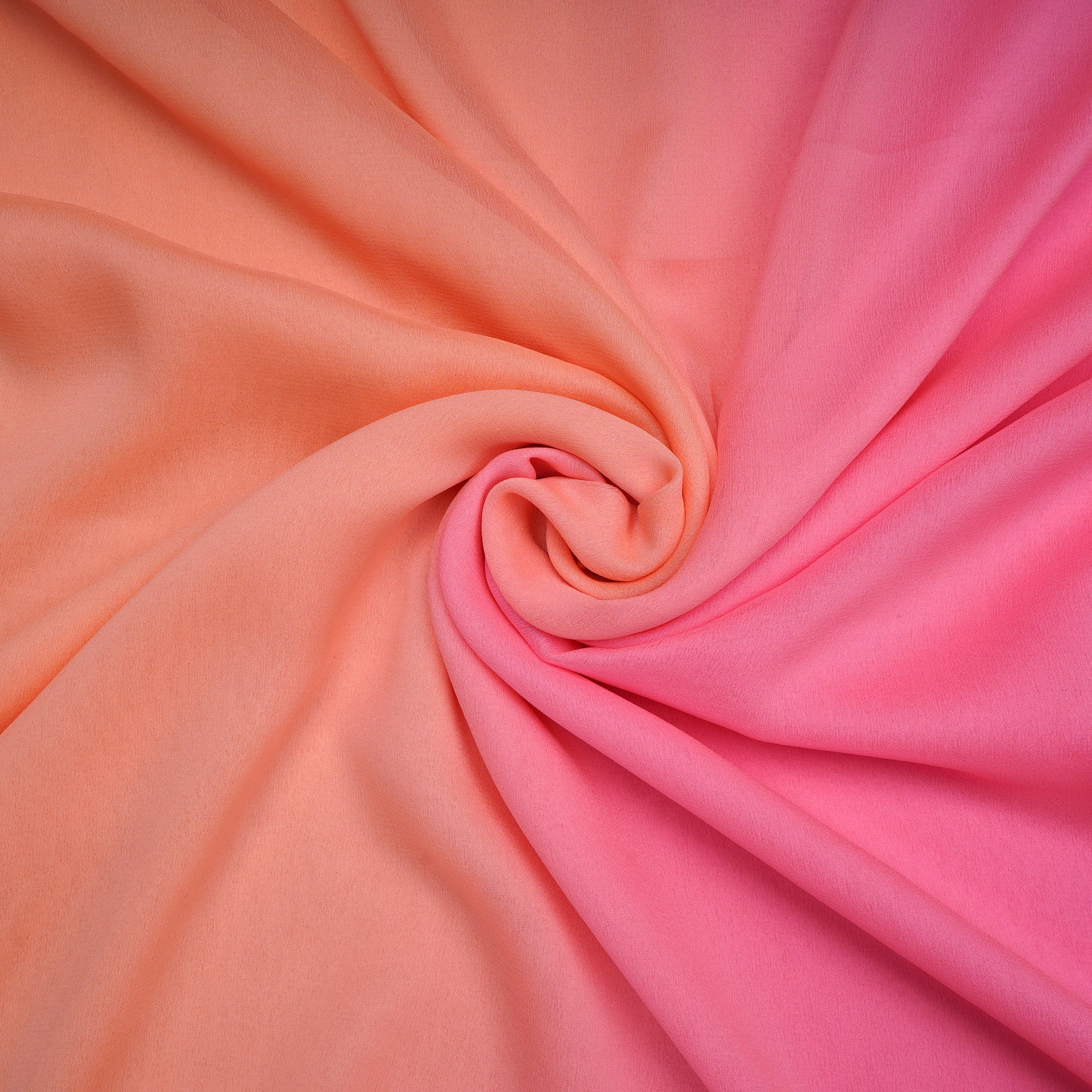 Pink-Peach Ombre Pattern Georgette Silk Fabric