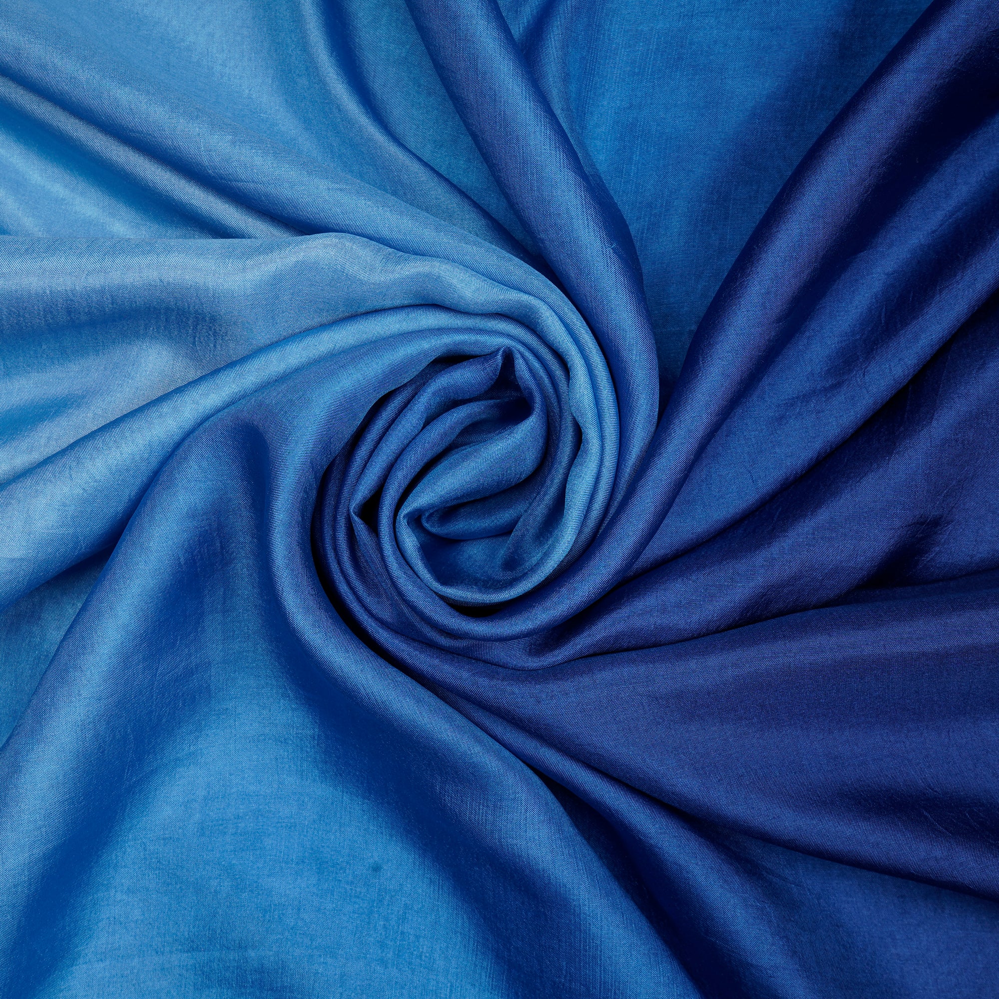 Blue Color Ombre Dyed Tabby Silk Fabric