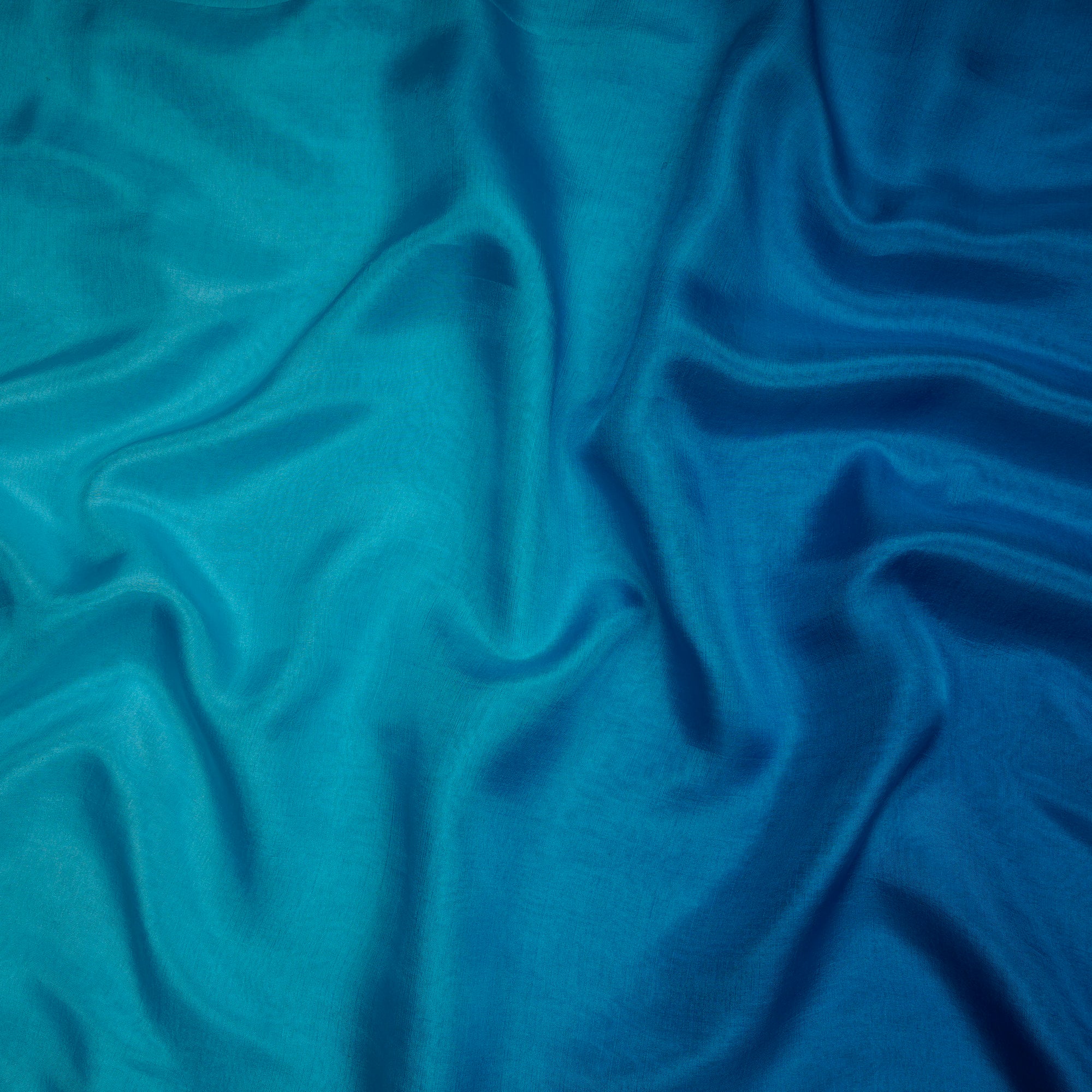 Ice Blue Ombre Dyed Taby Silk Fabric