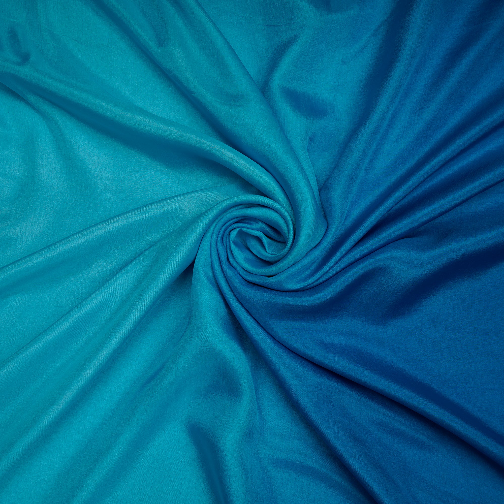 Ice Blue Ombre Dyed Taby Silk Fabric