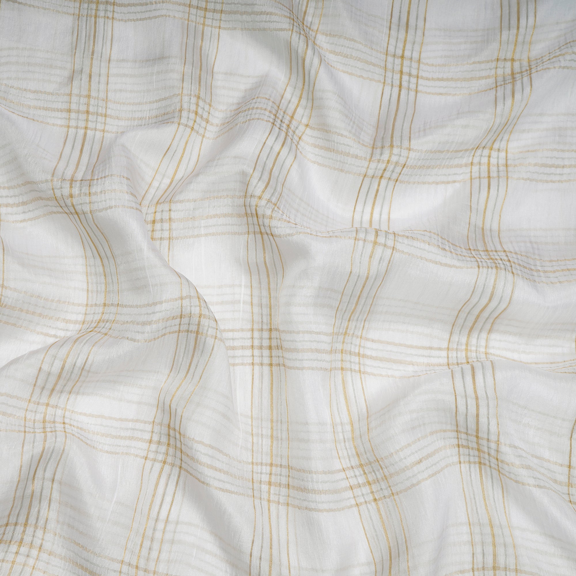 White Dyeable Check Pattern Handloom Chiffon Silk Fabric