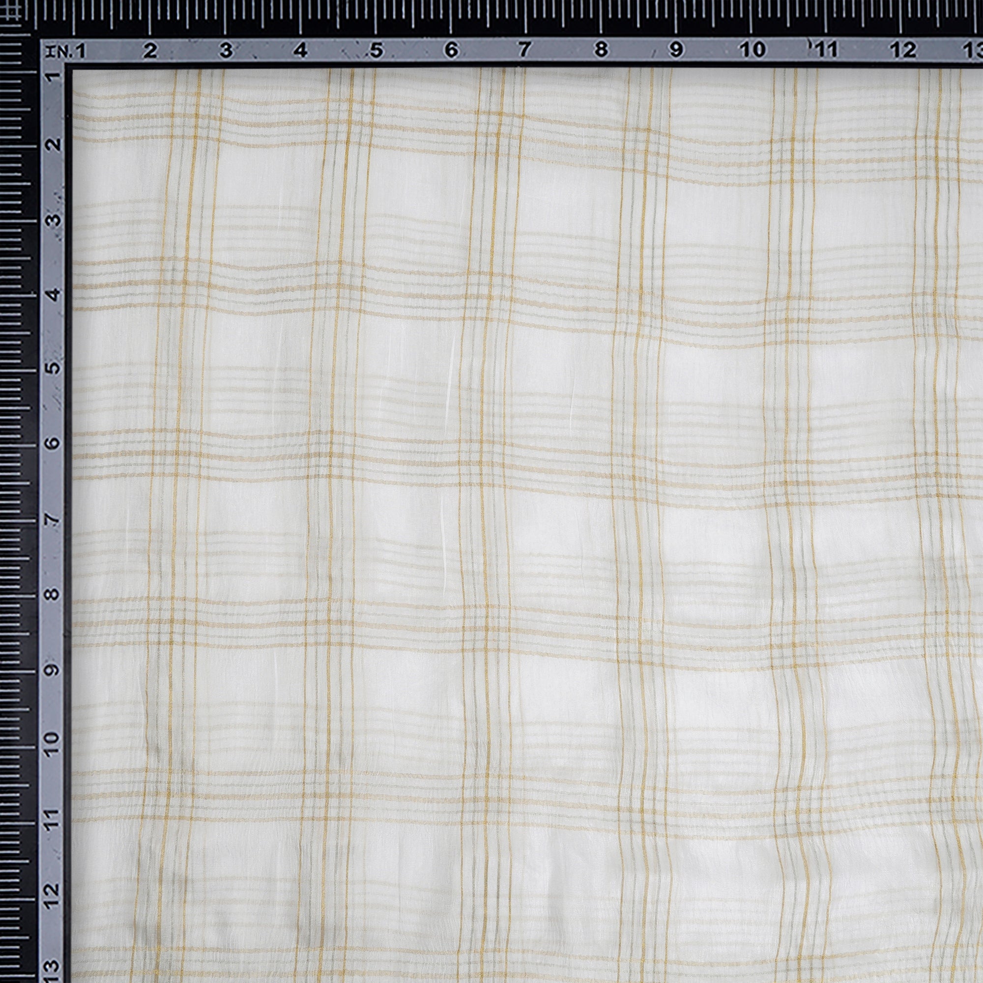 White Dyeable Check Pattern Handloom Chiffon Silk Fabric